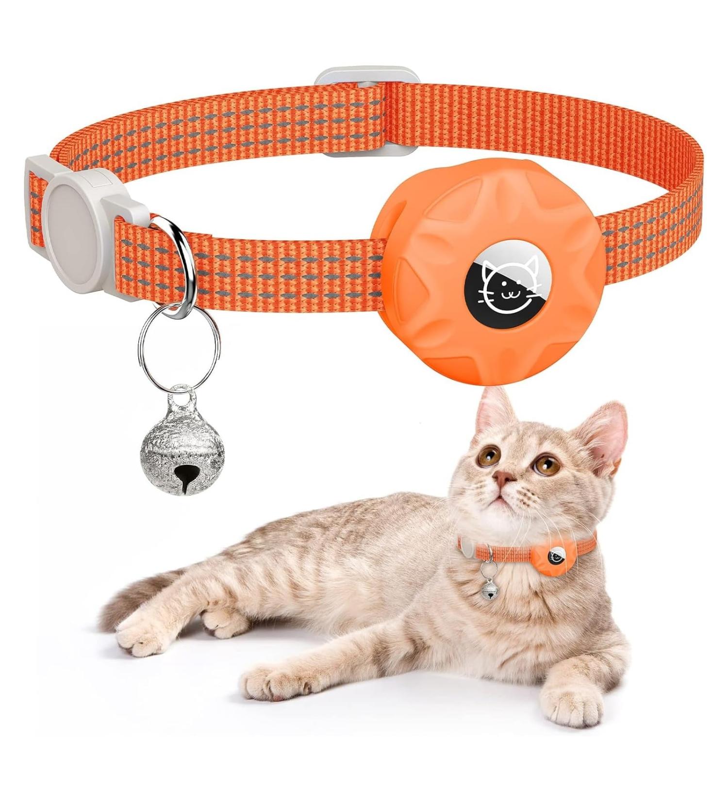 Buy Airtag Cat Collar - Reflective Kitten Neck Band | Light Tracker with Bell for Young Cats - Orange - Buy Online on GoSupps.com