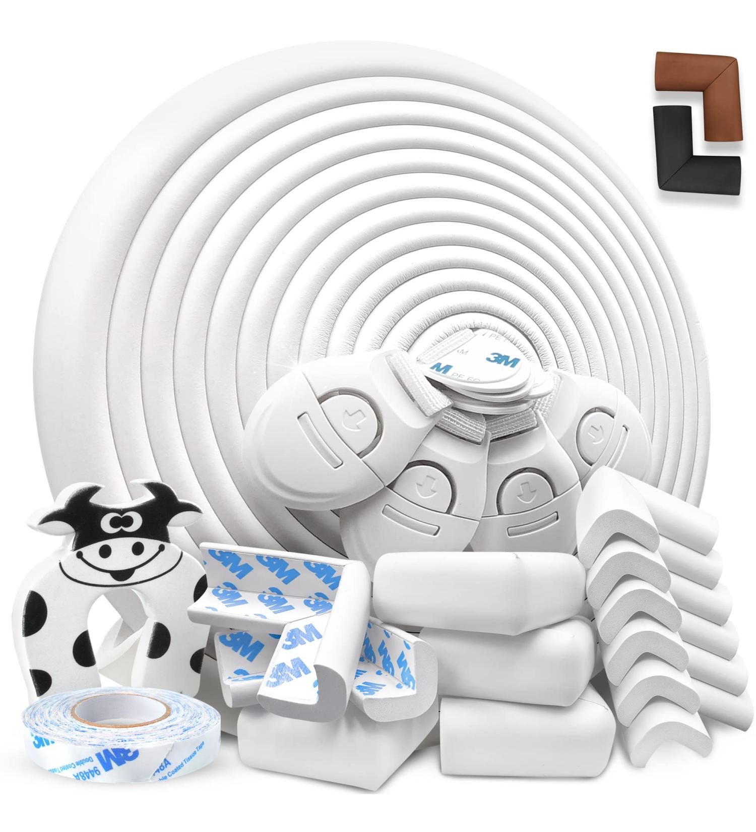 Deasana Edge Protection for Babies - Ivory White Rubber Bumper Roll (6.3m) 12 Corner Protectors 4 Drawer Closures & 1 Door Stop - Safe & Certified - Buy Online on GoSupps.com