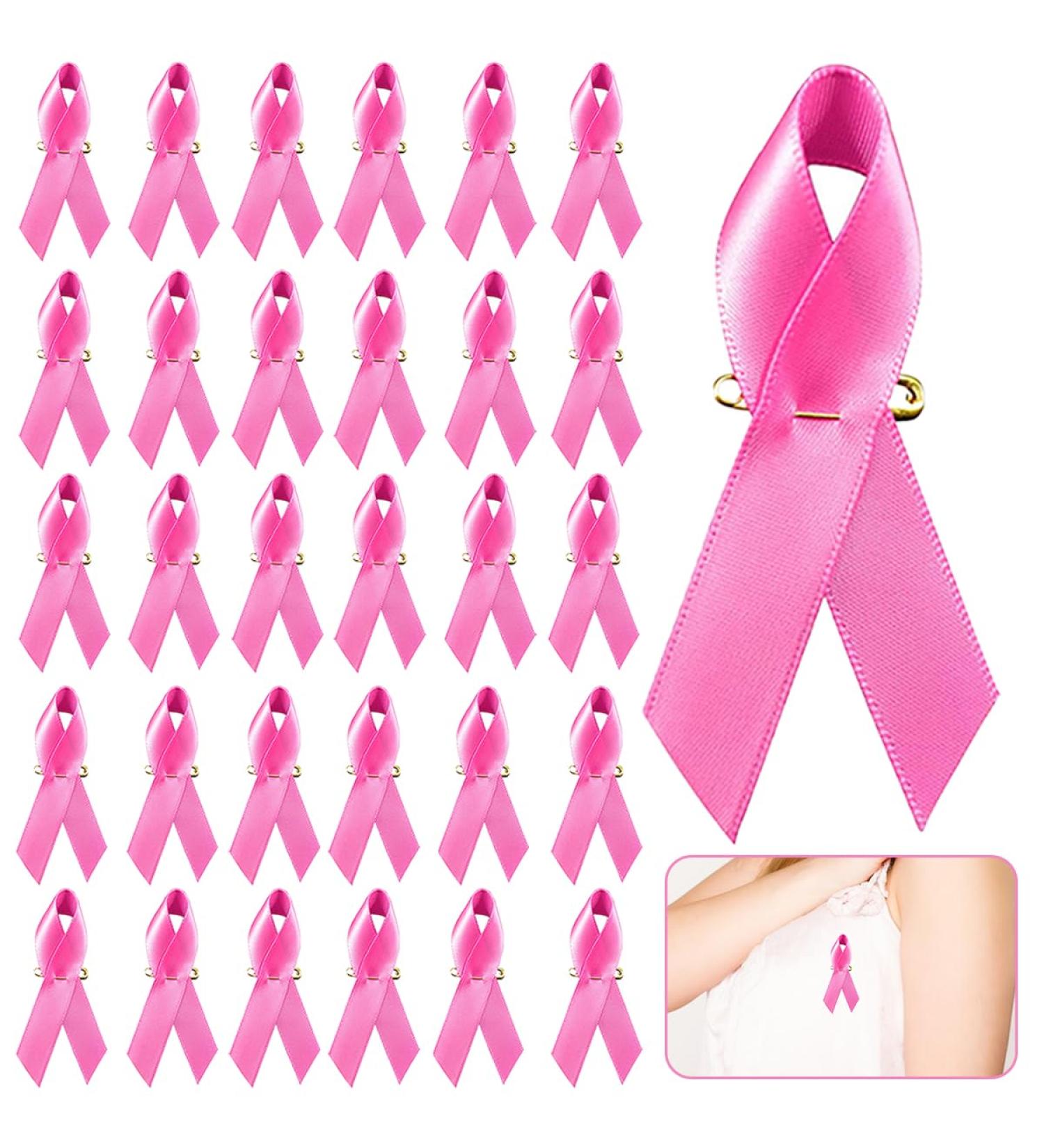 30 Pieces Pink Ribbon Pins Pink Satin Awareness Ribbons with Safety Pins for Breast Cancer Awearness Day Caring for Breast Cancer Charity Event Survivor Campaign Party Favors Supplies - Buy Online on GoSupps.com