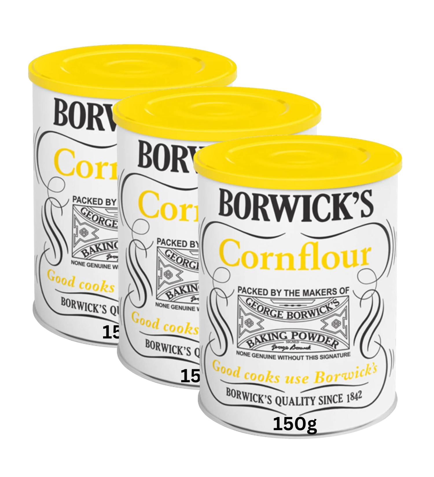 Cornflour 3 Pack Quality Long Life Bundle Containing 3 150g Stay Fresh Packs of Borwicks Cornflour - Buy Online on GoSupps.com