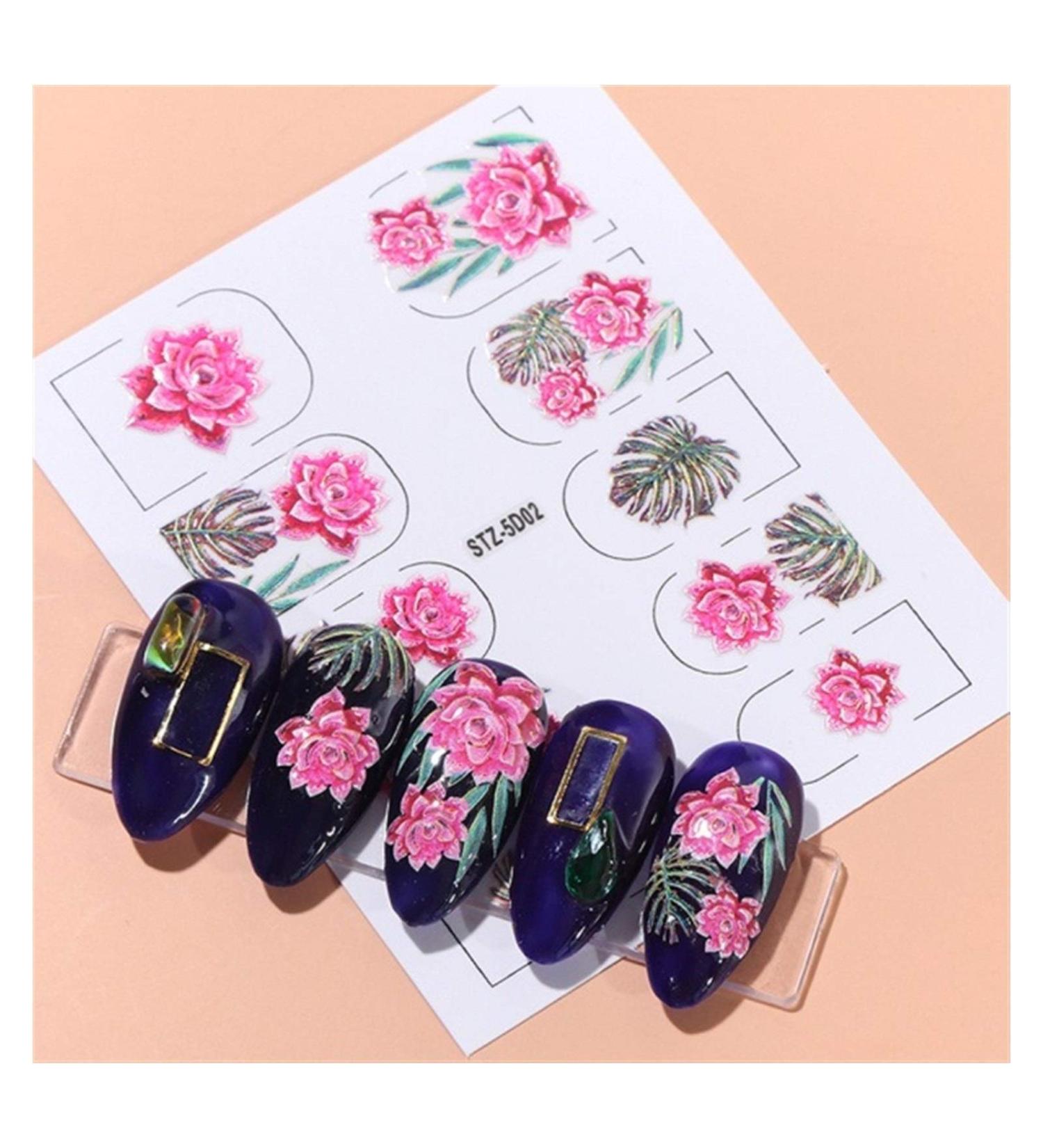 1pcs 5D Nail Sticker Gegraveer Flower Design kleeffoli n Decals DIY Manicure Slider 3D Nail Art Decorations Tips LASTZ5D0118 Claral Color 2 - Buy Online on GoSupps.com