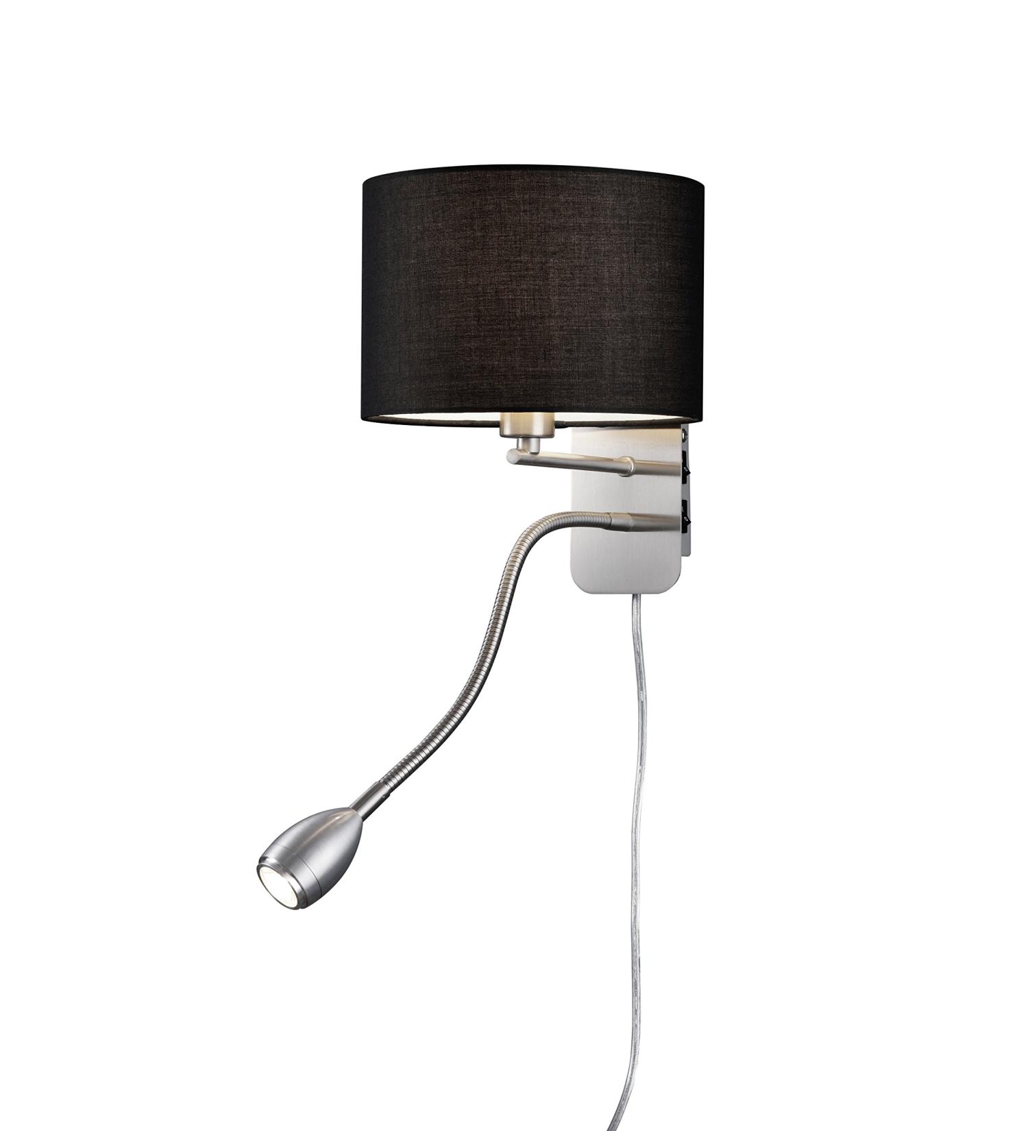 Buy Modern Nickel Matte Wall Lamp with Adjustable Reading Arm - Black Fabric Shade | 1x E14 Max 40W | 20 cm Ideal International Shipping - Buy Online on GoSupps.com