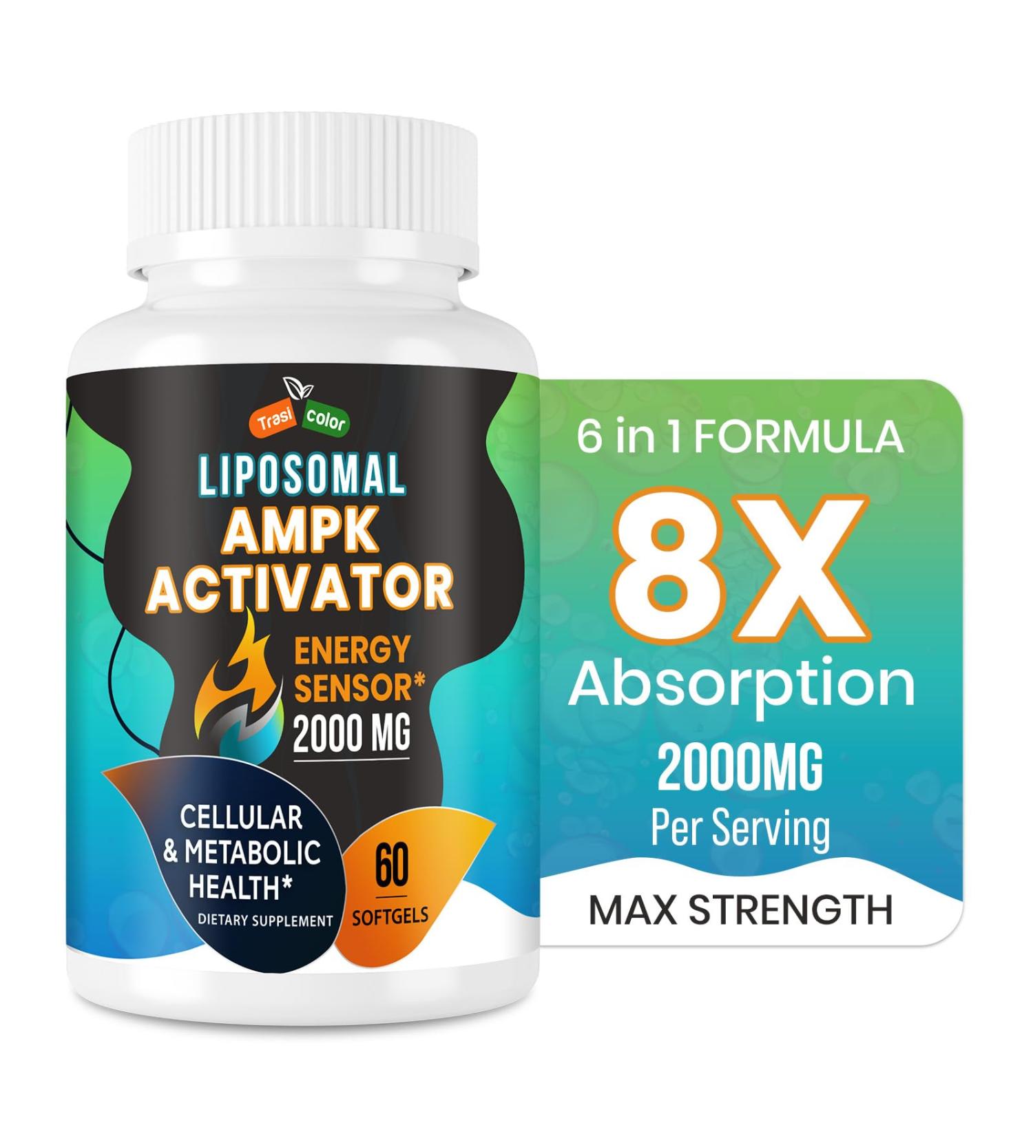 AMPK Activator Supplement 2000mg- Liposomal Technology - High Absorption Berberine DIM Resveratrol Quercetin Milk Thistle Cinnamon- 60 Softgels for Energy & Cellular Support 60 Count (Pack of 1) - Buy Online on GoSupps.com
