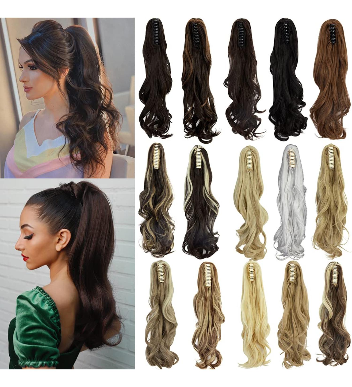 18 Inch Long Claw Ponytail Hair Extension One Piece Clip in Ponytail Jaw/Claw Synthetic Hairpieces Curly Wavy Ponytail Extensions (Dark Brown) 18 Inch Dark Brown - Buy Online on GoSupps.com