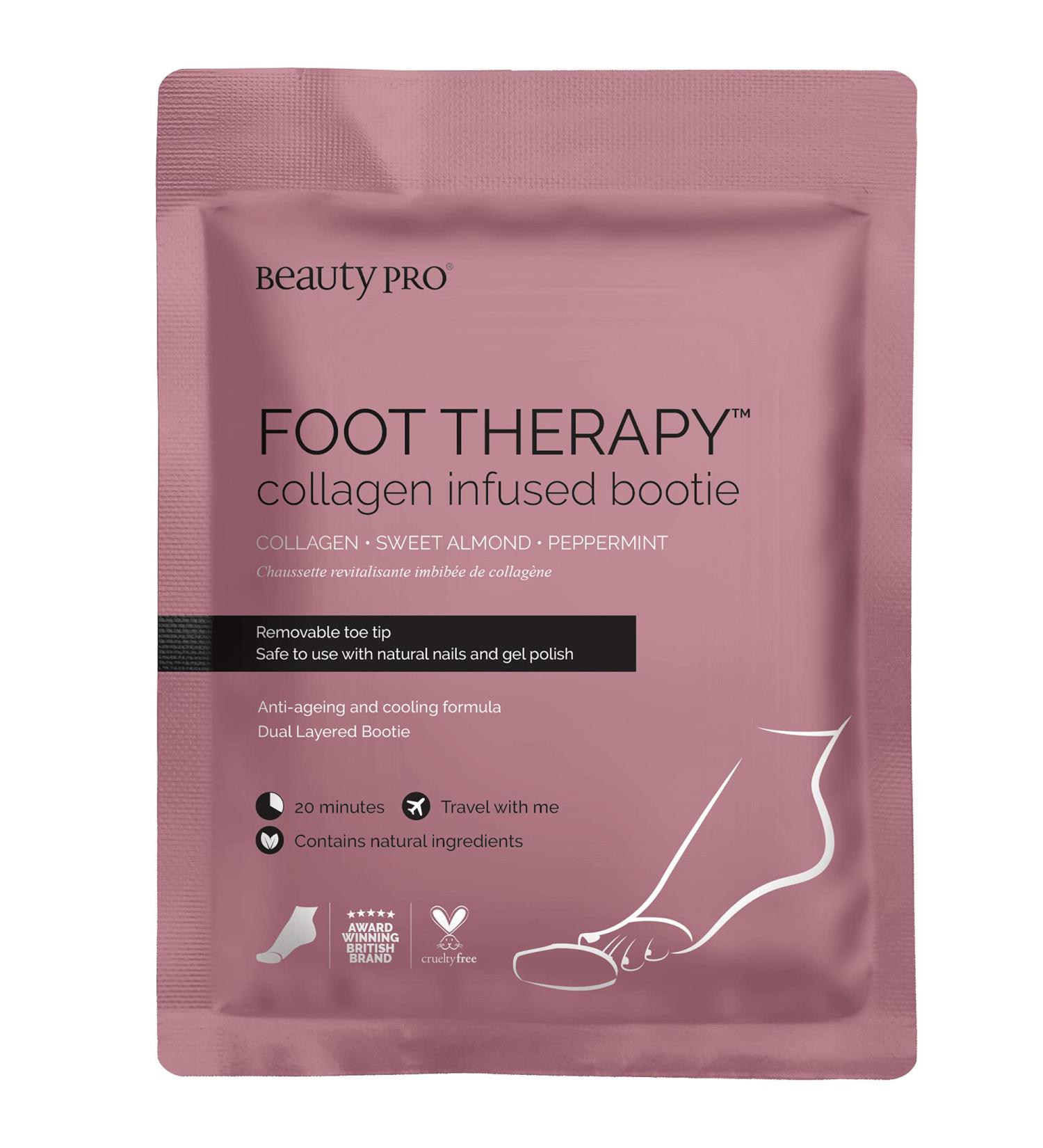 BEAUTYPRO FOOT THERAPY Foot Mask with Collagen Salicylic Acid & Argan Oil | Packed Full of Natural Ingredients | Intensely Moisturising | Bootie with Removable Toe Tip | - Buy Online on GoSupps.com