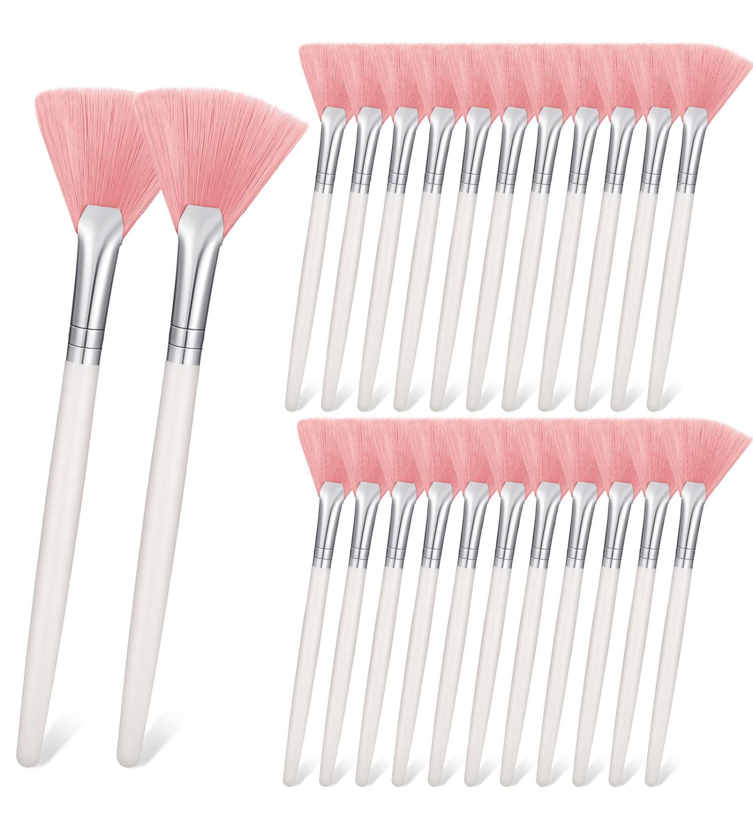 24-Piece Soft Fan Brush Set for Face Masks & Makeup - Pink Esthetician Tools - Buy Online on GoSupps.com
