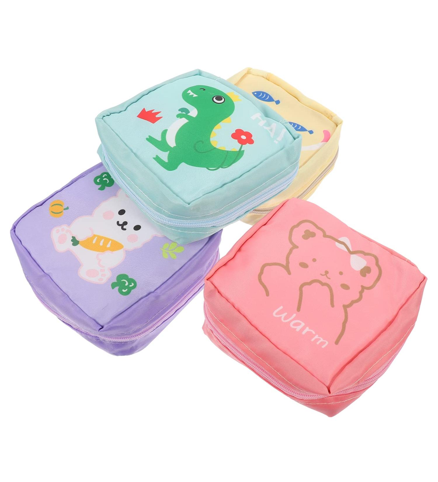 Healeved 4-Piece Storage Bags for Women's Hygiene & Cosmetics - Zippered Nylon Pockets (13x12.7cm) - Ideal for Office & Breastfeeding - Buy Online on GoSupps.com