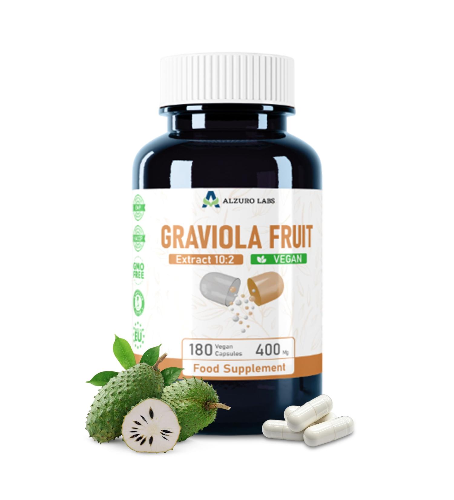 Graviola 4 000mg | Extrait 10:1 (400mg) | 180 G lules V g taliennes | Soutien Immunitaire & Antioxydant | Test en Laboratoire | Sans OGM & Sans Gluten - Buy Online on GoSupps.com
