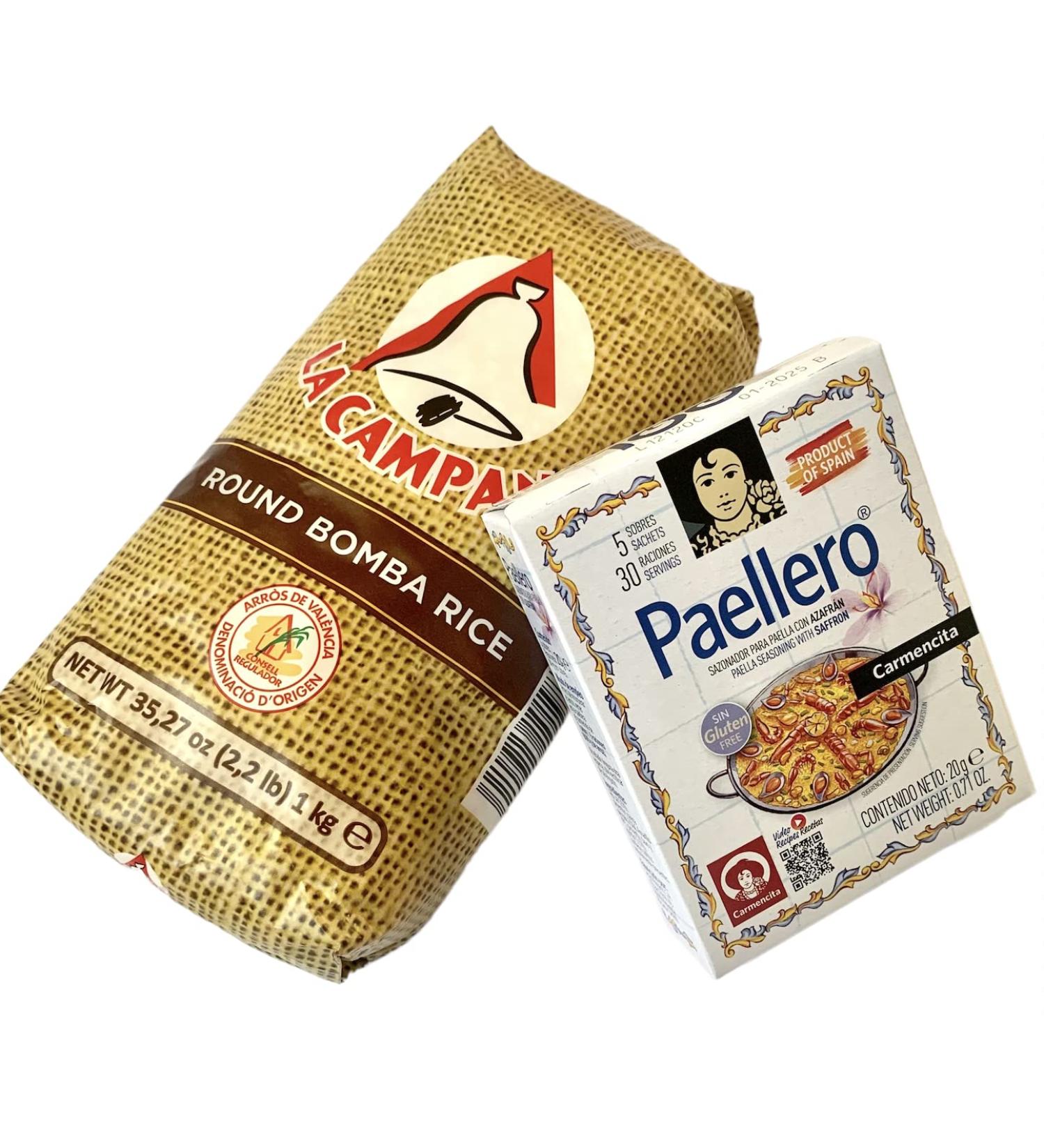 Authentic Spanish Rice & Paellero Seasoning Bundle - 2.2 lb Rice + 0.71 oz Seasoning - 5 Sachets | Imported from Spain - Buy Online on GoSupps.com