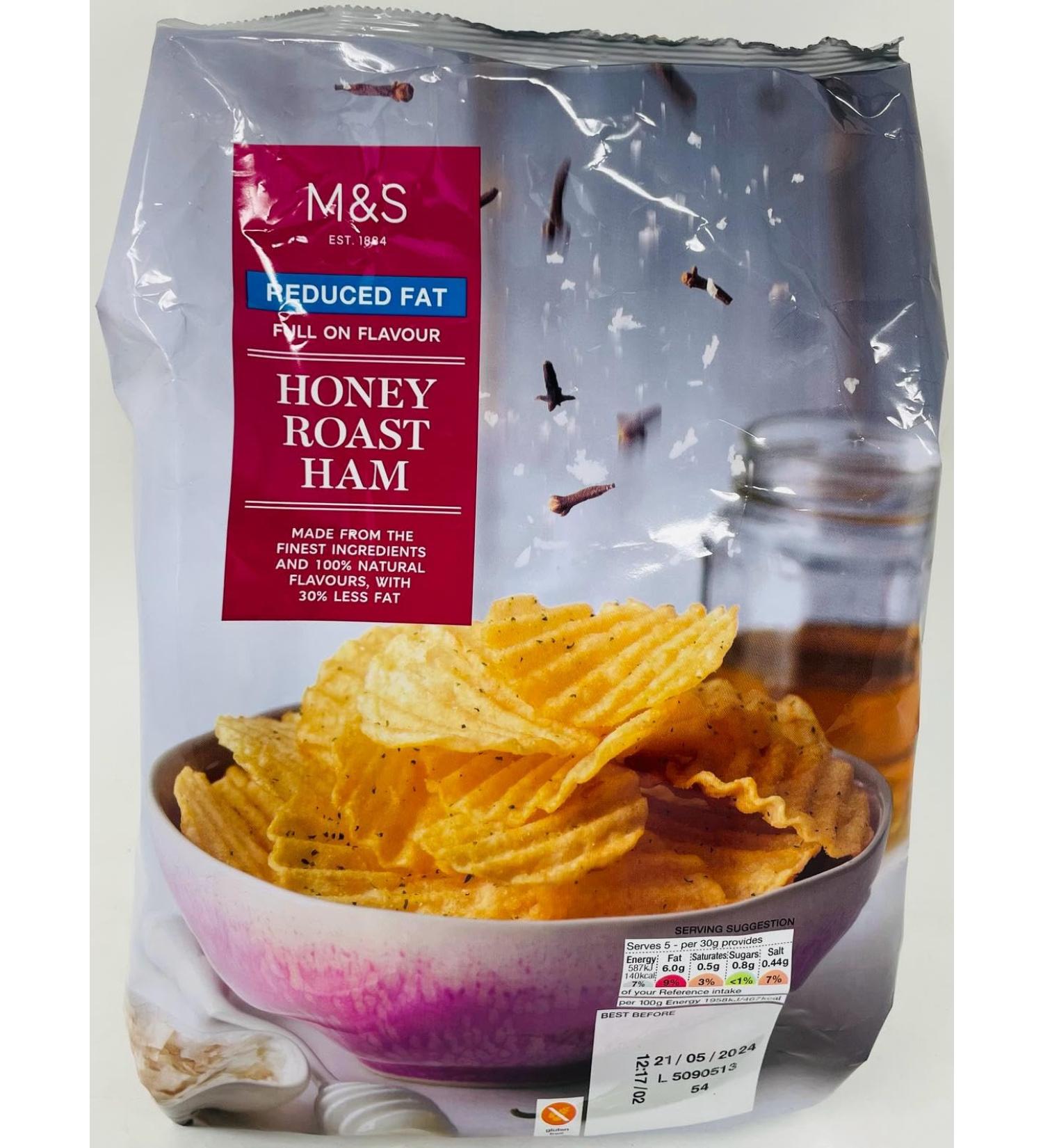 M&S Reduced Fat Honey Roast Ham Crisps 150g - 2 pack - Buy Online on GoSupps.com