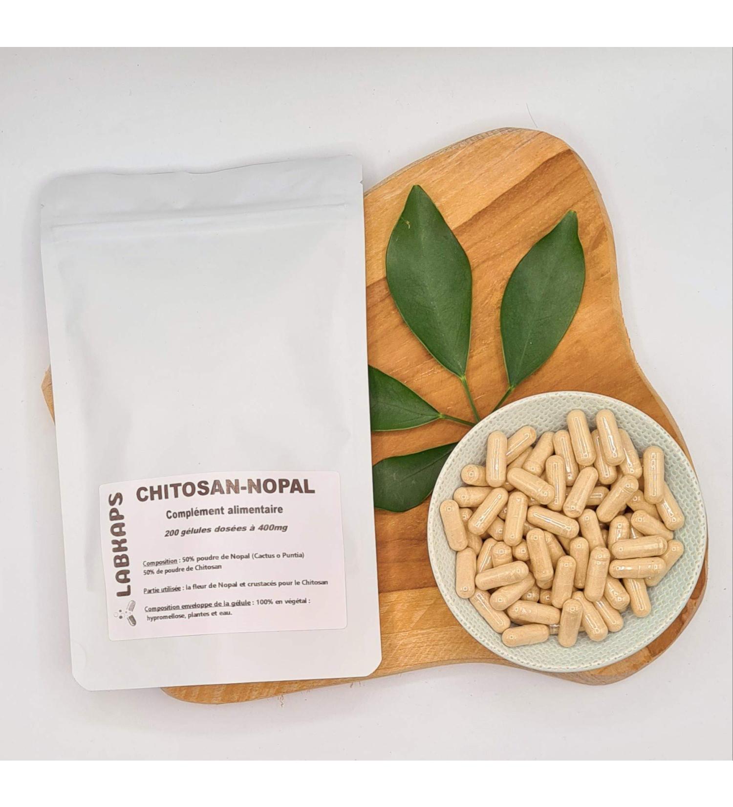 CHITOSAN-NOPAL 200 Capsules 400mg Capsule Shell 100% Vegetable - Food Supplement