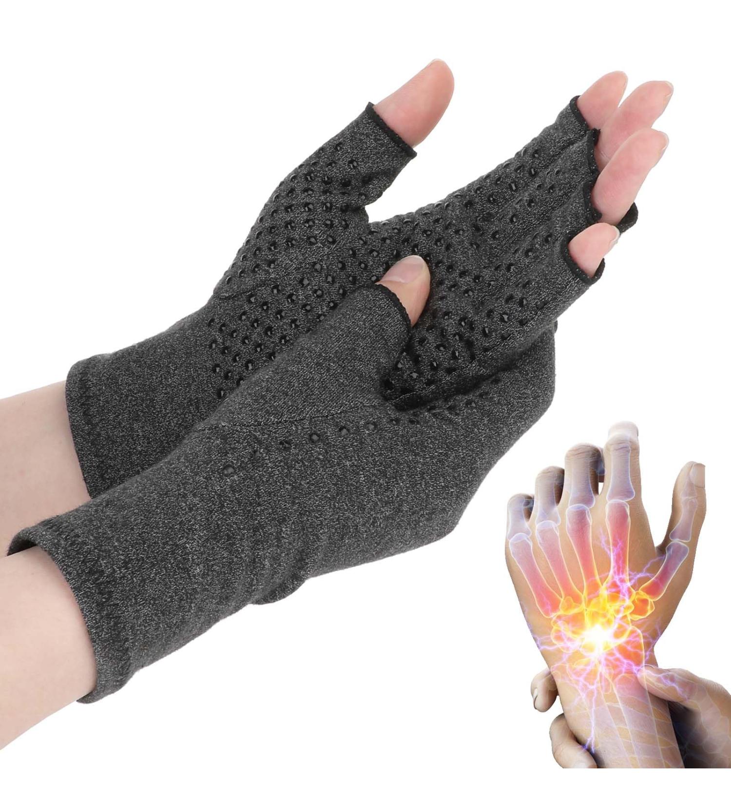 Buy Arthritis Compression Open-Fingertip Gloves - Warmth & Pain Relief for Men & Women | Anti-Slip Fingerless Typing Gloves for Carpal Tunnel & Tendonitis - Buy Online on GoSupps.com