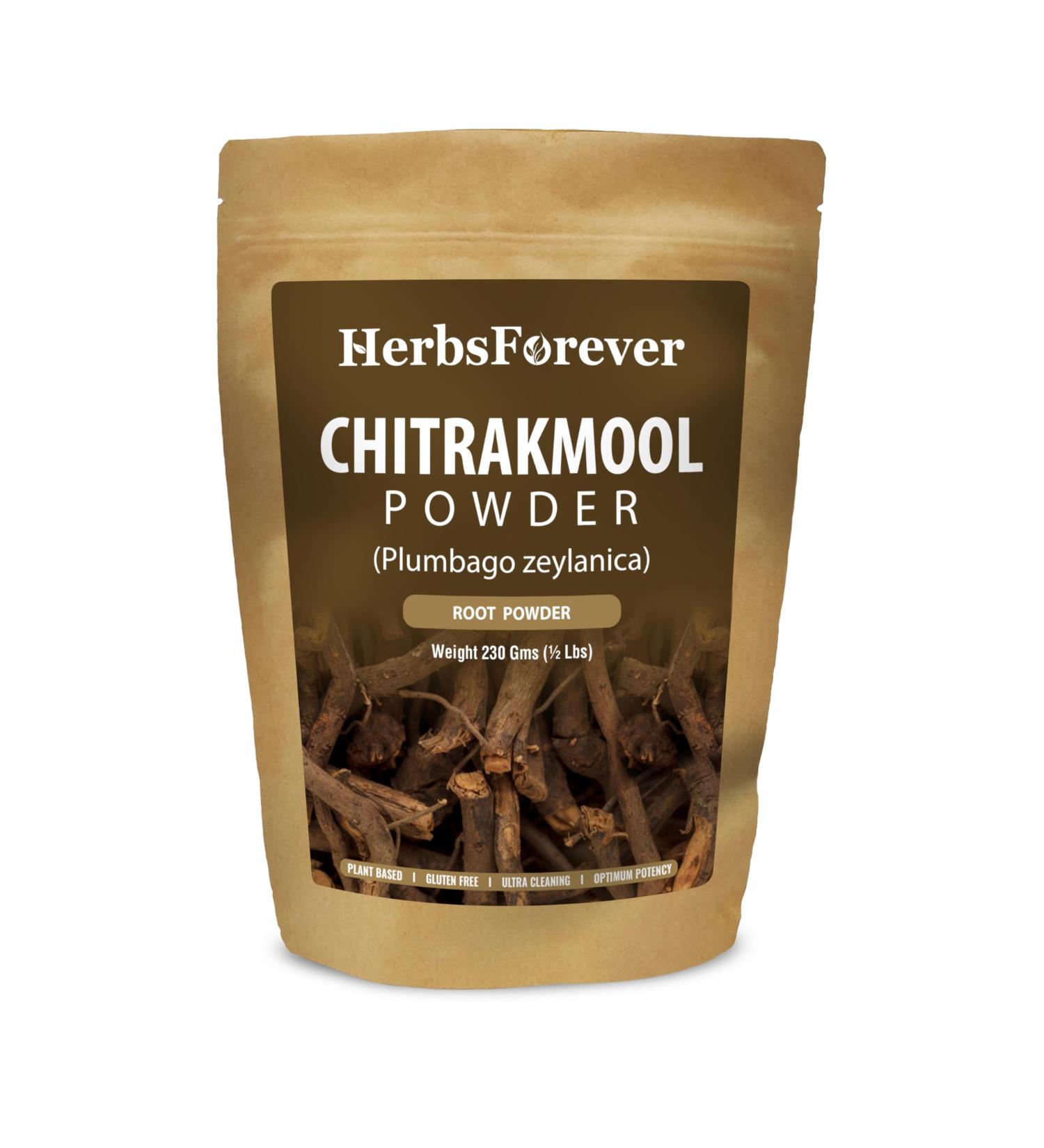 Herbsforever Chitrakmool Powder Wild Leadwort Plumbago Zeylanica Support Digestive and Liver Health Non GMO Organic Vegan 230 GMS 8.11 Ounce (Pack of 1) - Buy Online on GoSupps.com