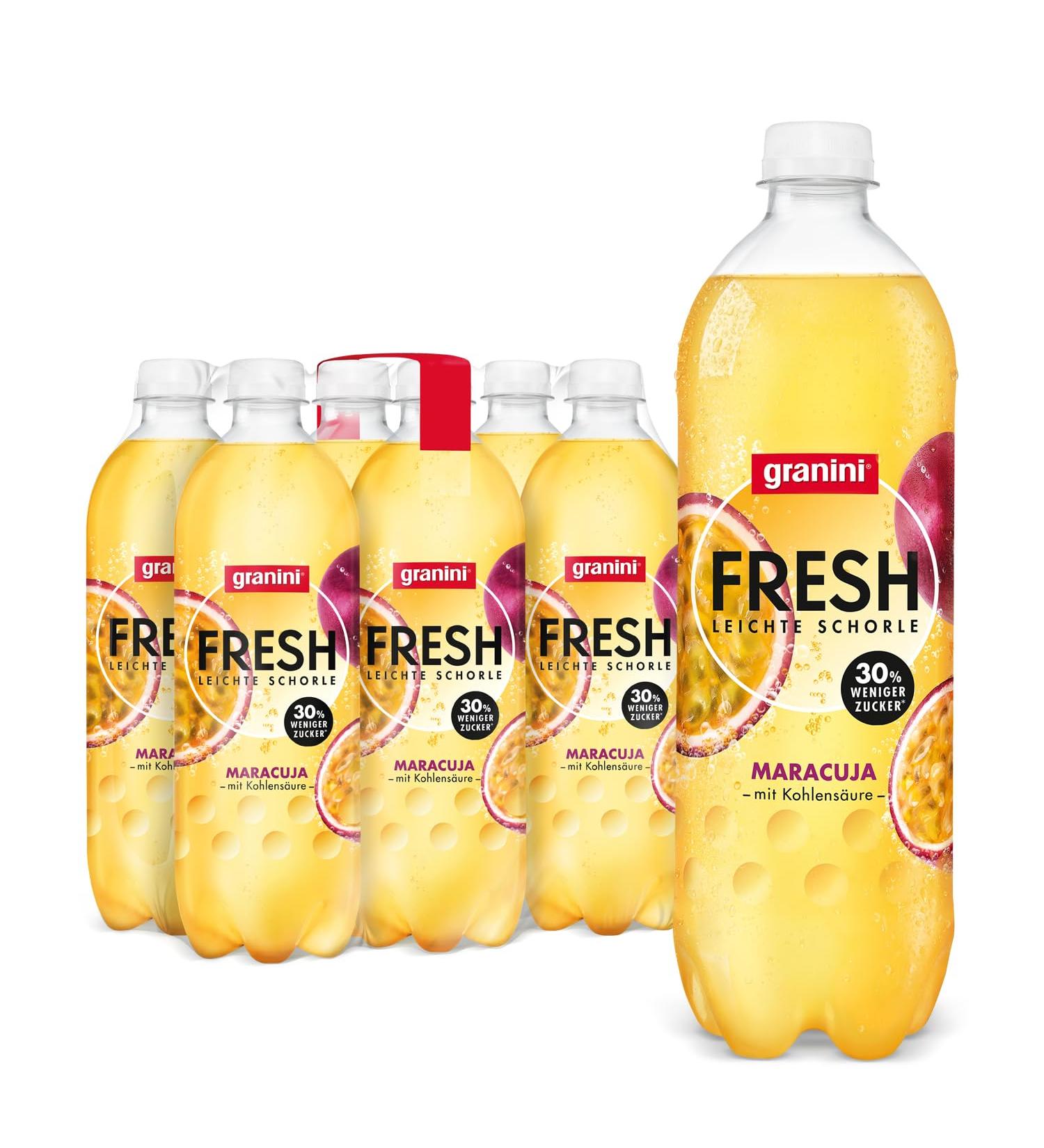 Granini Fresh Maracujah - 6 x 0.75L | Low-Calorie Vegan Passion Fruit Refresher Drink with Carbon Dioxide & Real Fruits - Buy Online on GoSupps.com