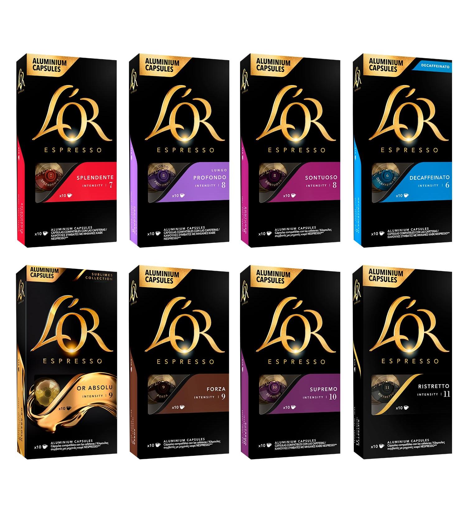  L'OR L'OR L'Or Espresso Coffee 80 capsules assortment of 8 varieties - Nespresso compatible* (pack of 8 x 10) (Packaging may vary) - Buy Online on GoSupps.com