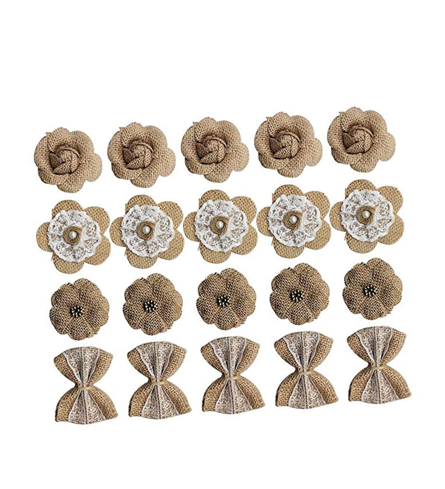 NUOBESTY 20pcs Burlap Hibiscus Flowers Ribbon Hair Bows DIY Craft Making Accessories Roses Manual B5 As Shown Size 1 - Buy Online on GoSupps.com