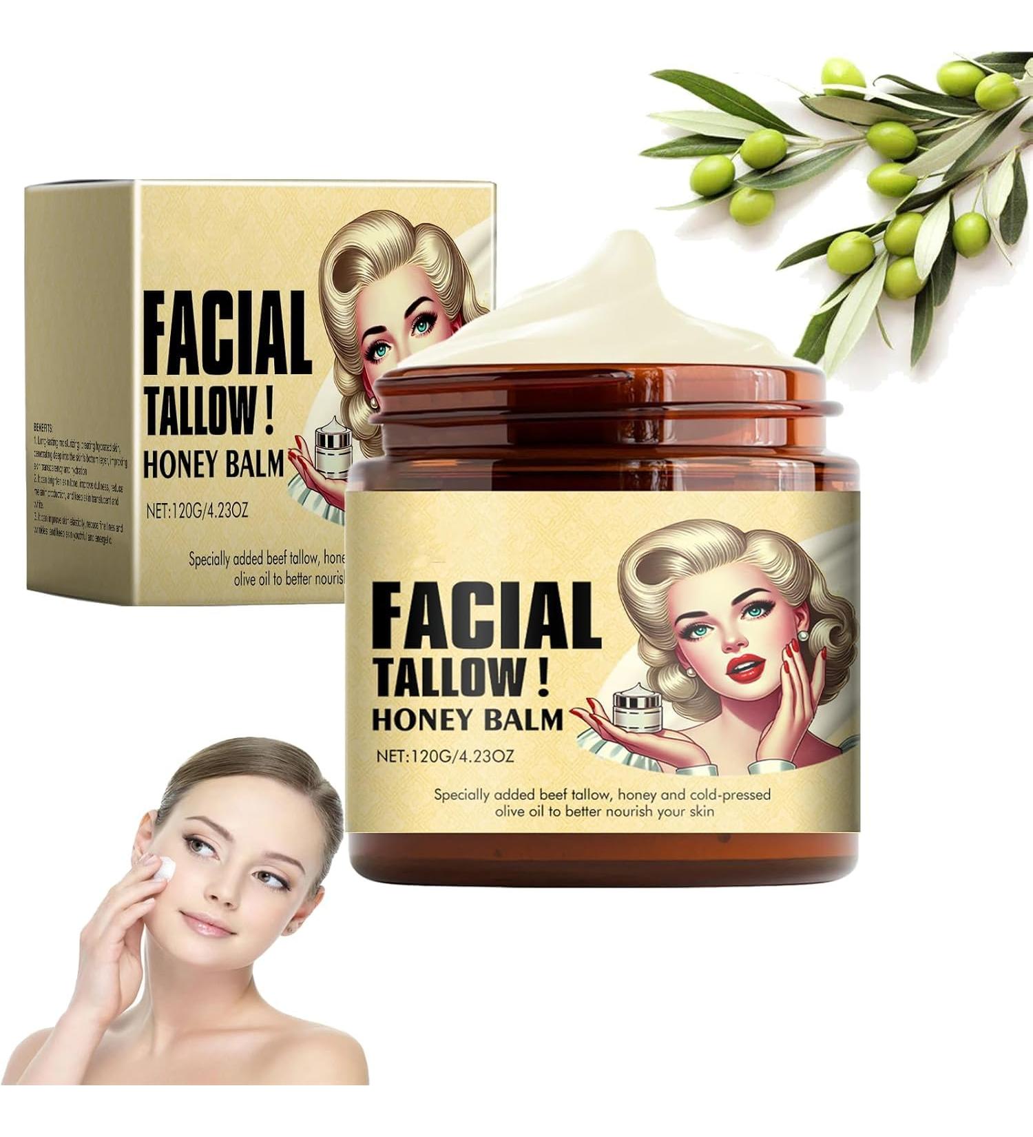 Whipped Beef Tallow & Honey Balm - Grass Fed Face Cream (1pc) | Nourishing Moisturizer for All Skin Types - International Shipping Available - Buy Online on GoSupps.com