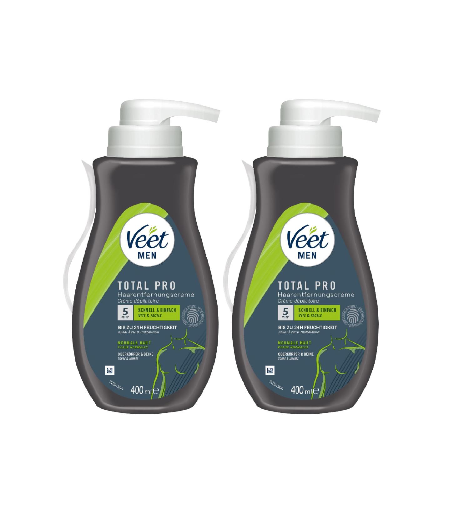 Veet for Men Hair Removal Cream - Sensitive Formula Fast & Effective 2 Pack (2 x 400ml) - Quick 5-10 Min Hair Removal with Spatula - Buy Online on GoSupps.com