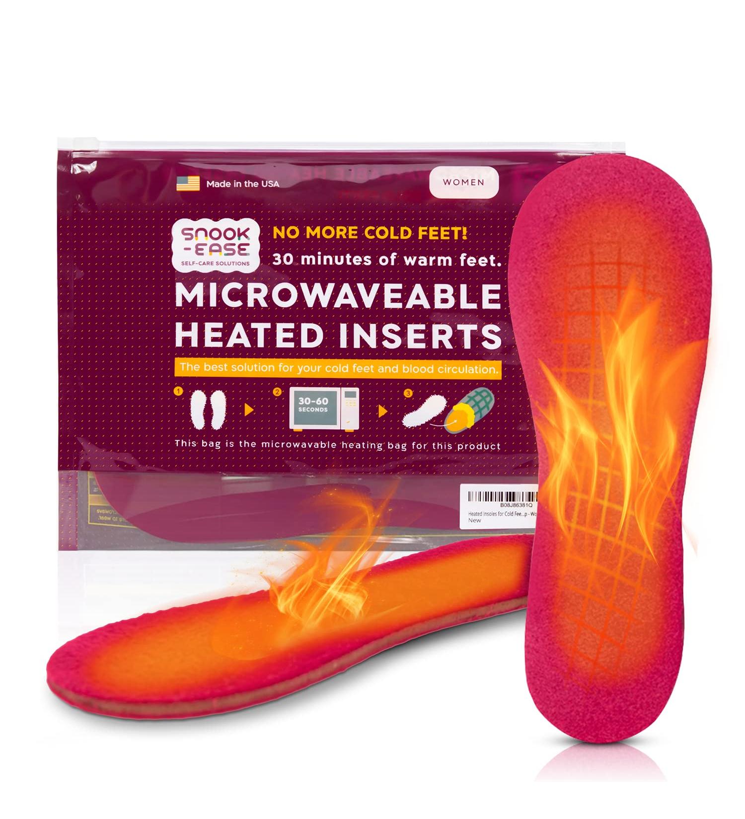 Snook-Ease Heated Insoles - Foot & Toe Warmers for Women | Reheatable & Washable | Fits All Footwear | Microwavable Inserts - Buy Online on GoSupps.com
