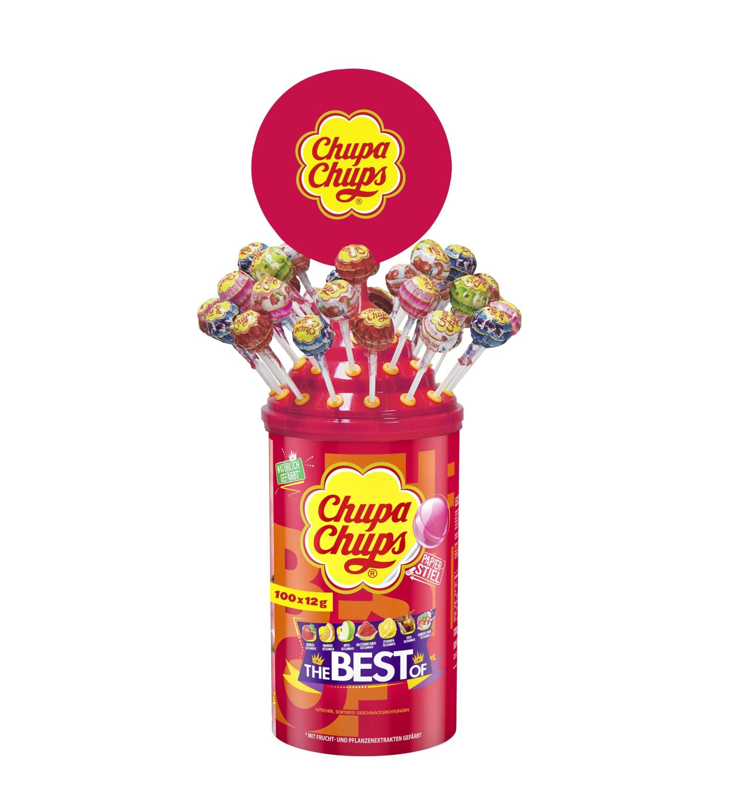 Chupa Chups Best Of Locker Jun - 100 Lollipops in 7 Flavors | Iconic Pop Storage Box | International Shipping - Buy Online on GoSupps.com