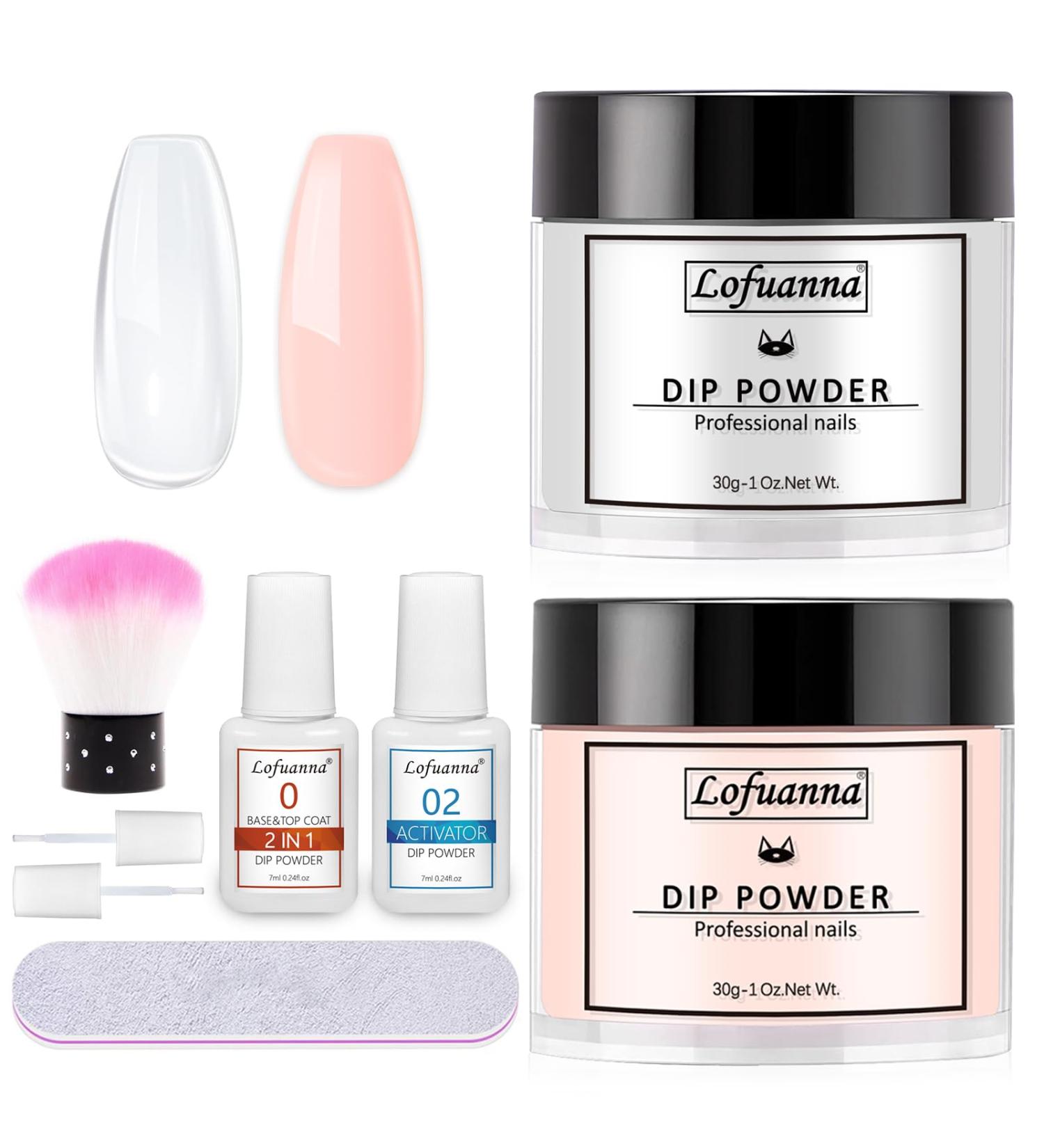 Lofuanna Dip Powder Nail Kit - Clear & Nude 30g Starter Set | No UV/LED Needed | Easy Apply Manicure Set for Beginners - Buy Online on GoSupps.com