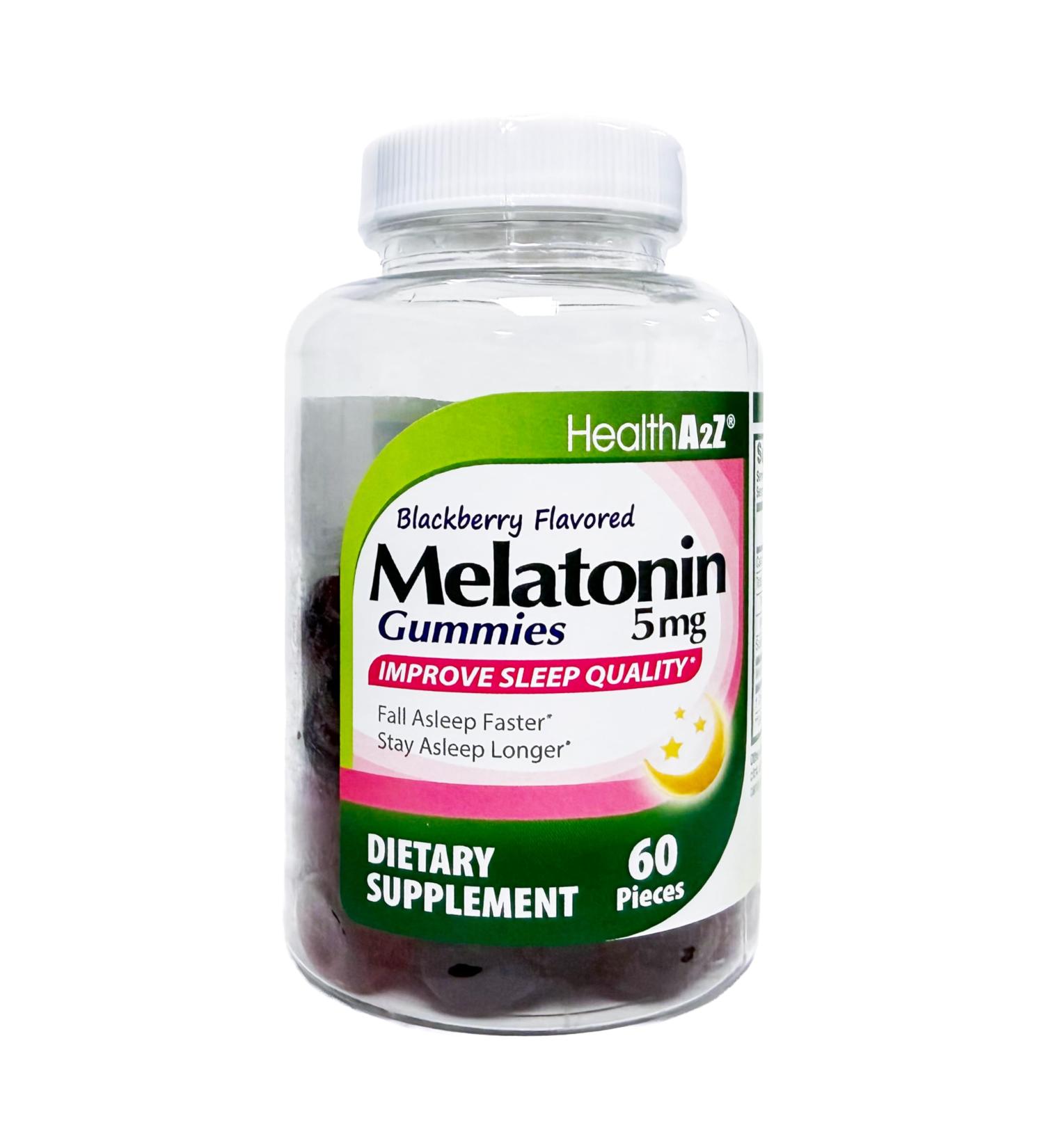 HealthA2Z Melatonin Gummies| 60 Counts | 5mg | Natural Sleep Aid for Deep & Restful Sleep | BlackBerry Flavor | Sleep Aid Gummies - Buy Online on GoSupps.com