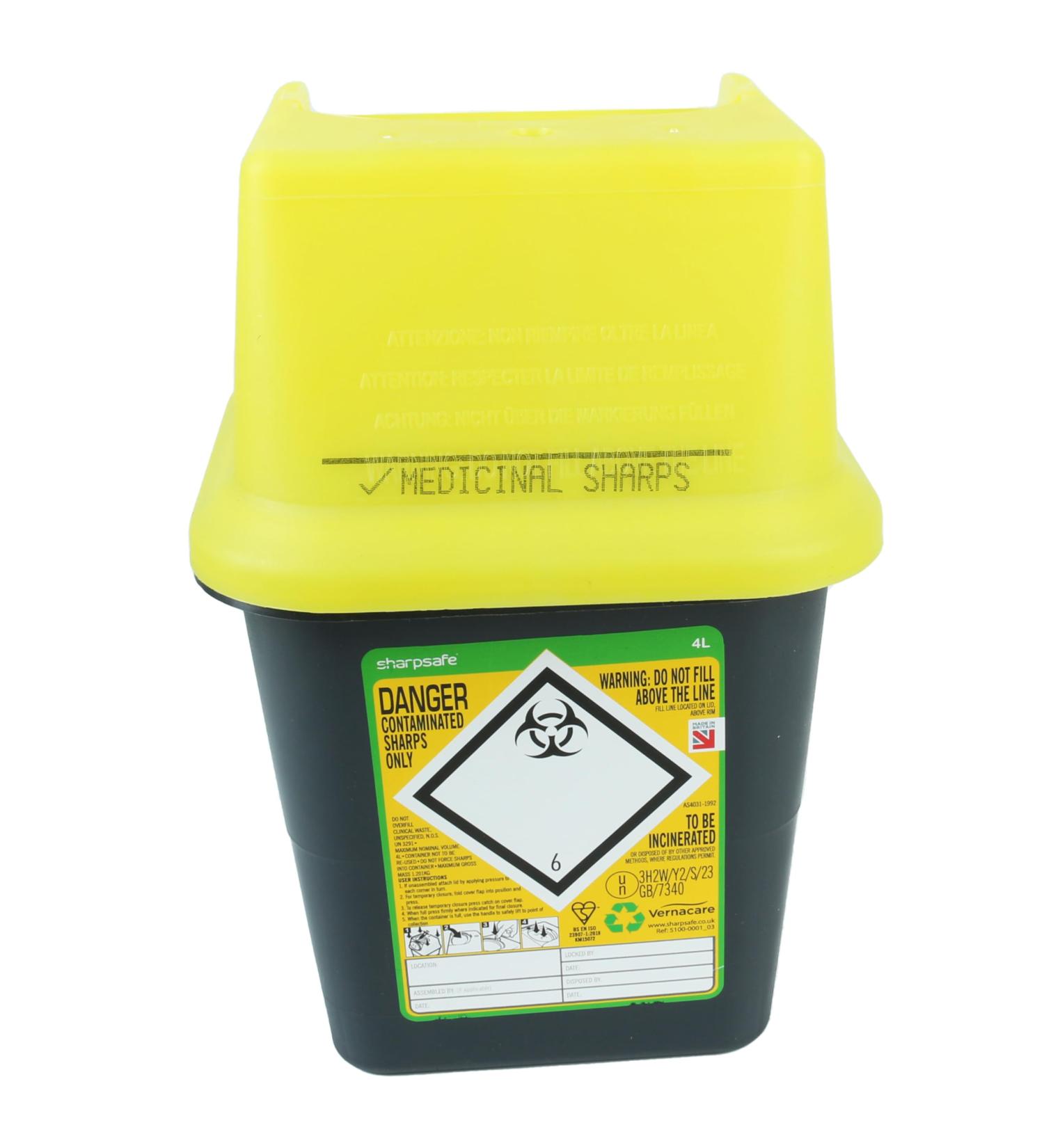 Biohazard Sharps Large Medical Bin 4 Litre Box - Buy Online on GoSupps.com