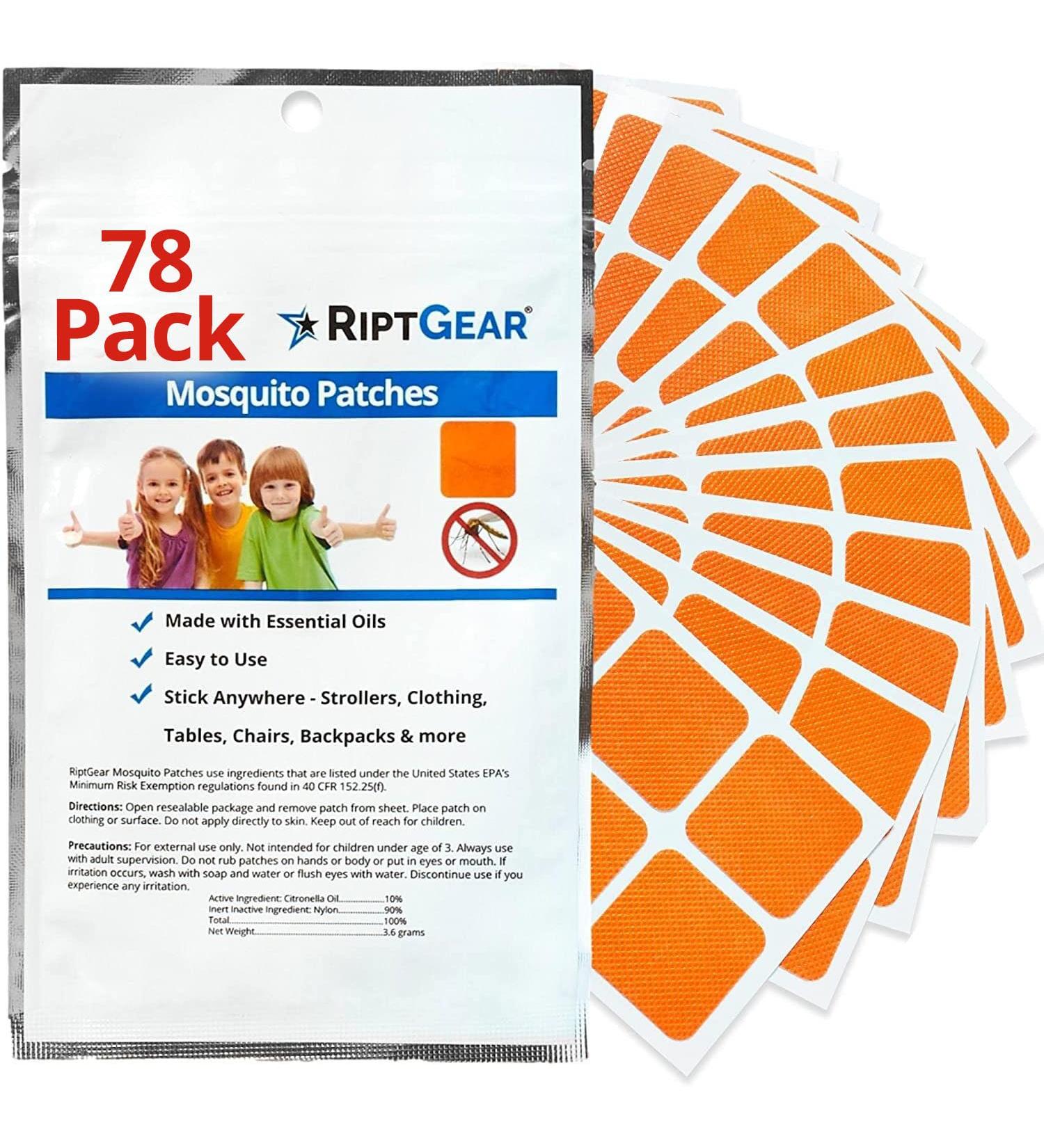 RiptGear Mosquito Patches - 78 Pack | Natural Citronella Stickers for Kids & Adults | DEET Free - Buy Online on GoSupps.com