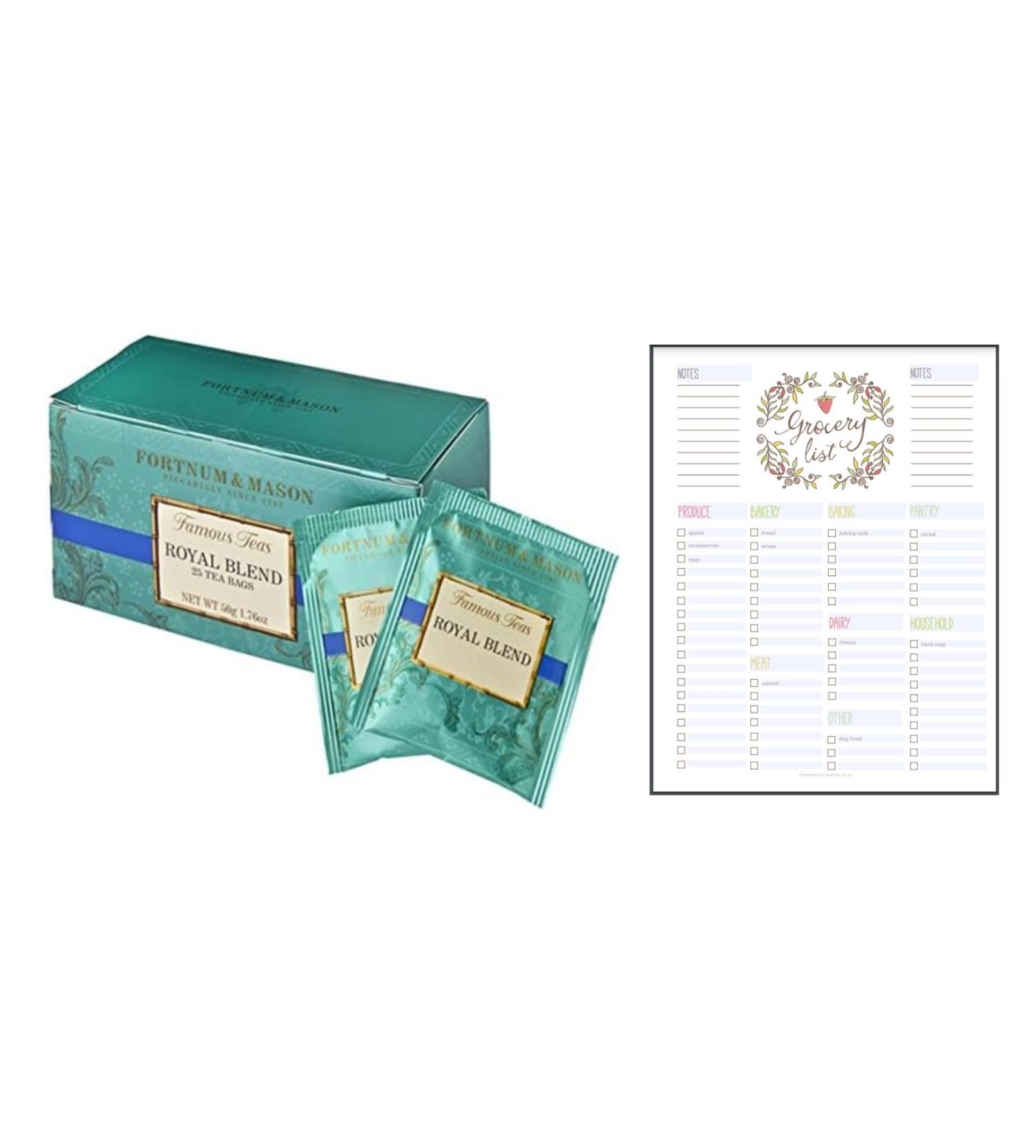 Tea Bags Bundle which Contains Fortnum Mason London Royal Blend Tea - 25 Tea Bags Including Grocery List Card - Buy Online on GoSupps.com