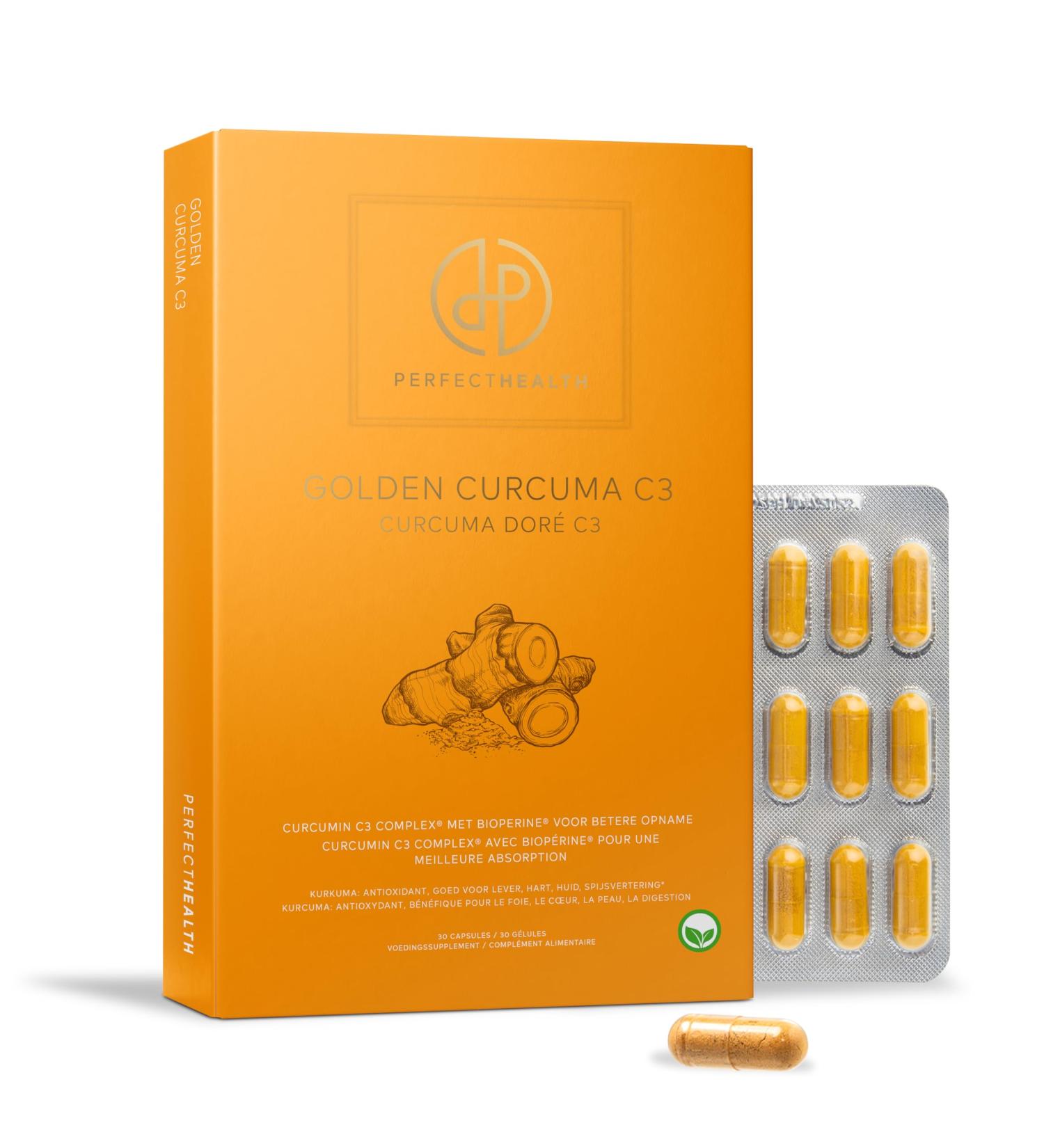 Perfect Health Perfect Health - Turmeric Capsules with Black Pepper - Curcumin C3 Complex 500 mg - 278x Better Absorption - For Heart Liver Joints and Digestion - 30 Vegetarian Tablets