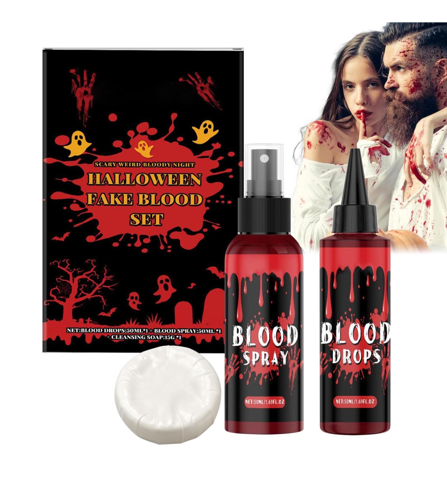 Artificial Blood Spray | Realistic Bleeding Wound Effect - Liquid Soap Cleanser Face Makeup for Vampire Zombie Costumes Men Women - Buy Online on GoSupps.com