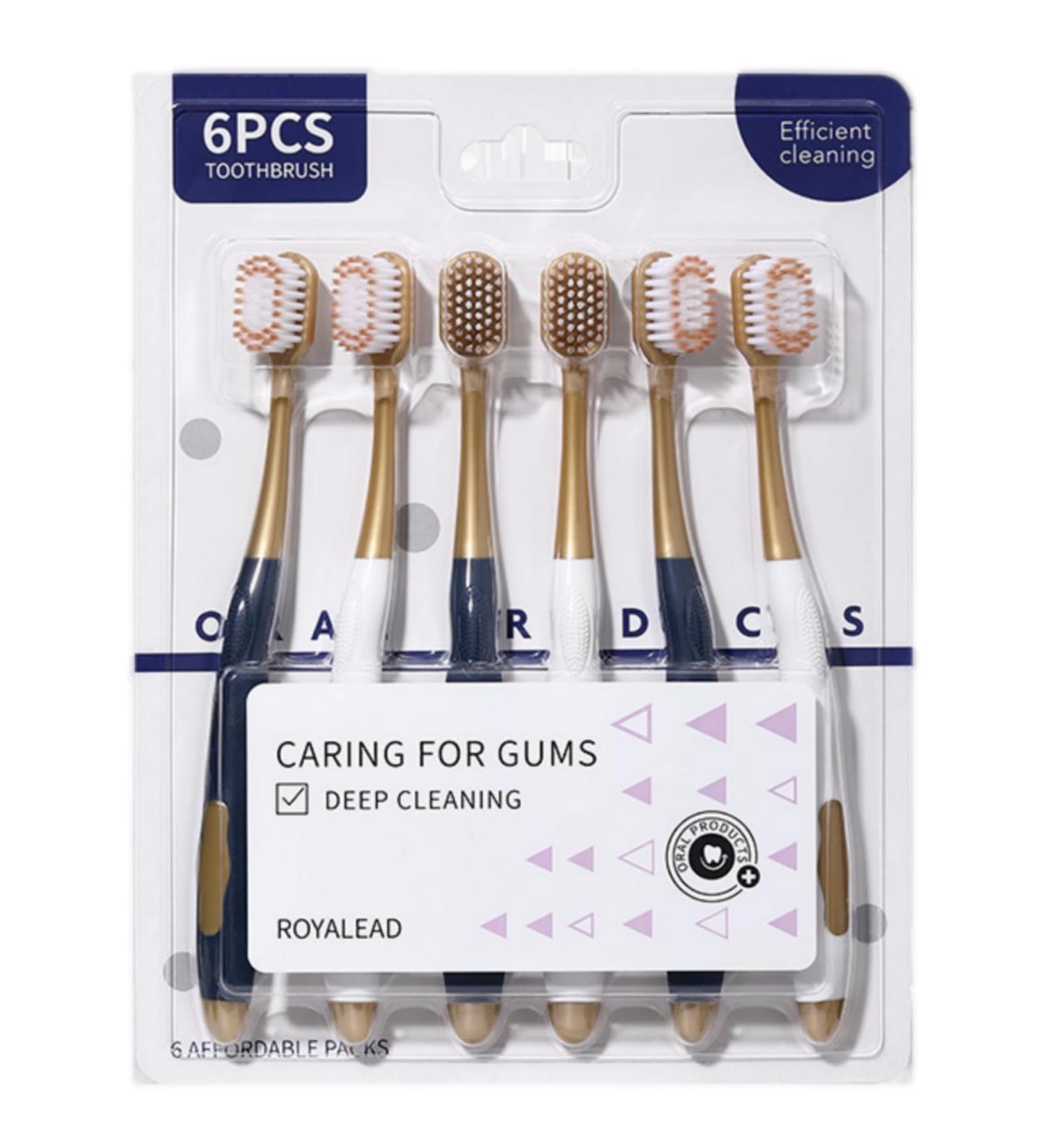 Upgraded Soft Hair Manual Toothbrush Set for Adults - 6 Pieces | All-Round Gingival Care & Stylish Design - International Shipping - Buy Online on GoSupps.com