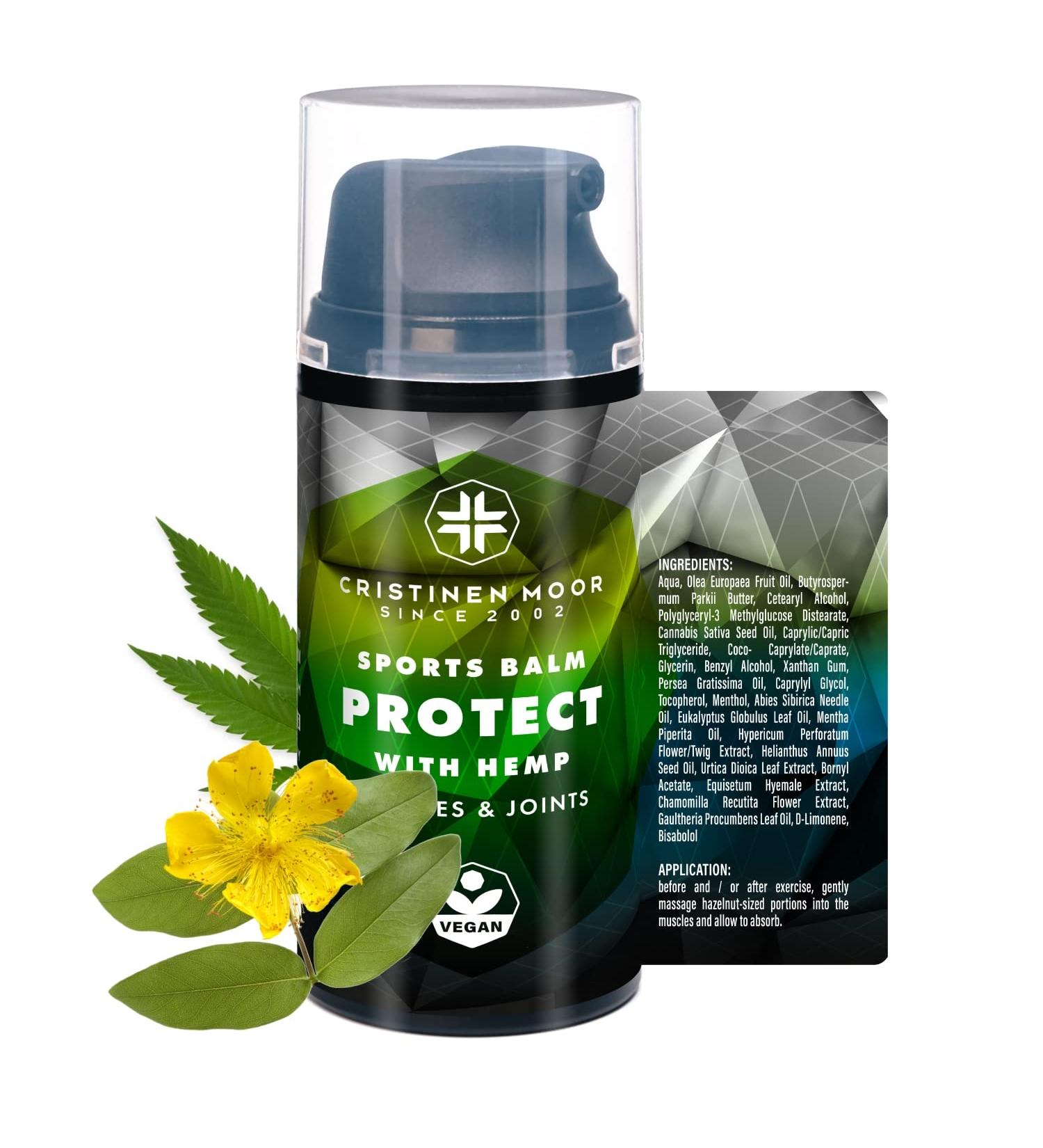 Sports Balm Protect | Hemp Oil Creme for Muscle Relaxation | Vegan Massage Balm | Hygienic Packaging | Made in Germany - Buy Online on GoSupps.com
