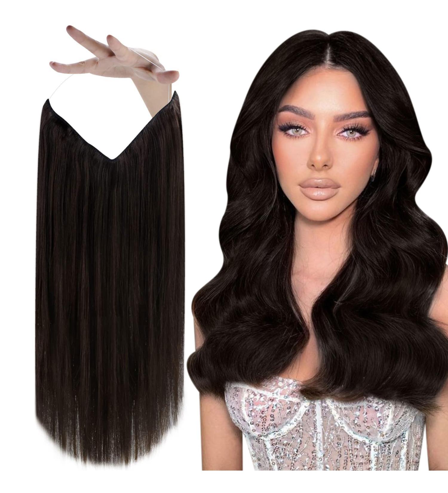 Vivien Wire Extensions - Remy Real Hair Brown Wire Extensions 20 inch (50cm) 100g #2 - Buy Online on GoSupps.com