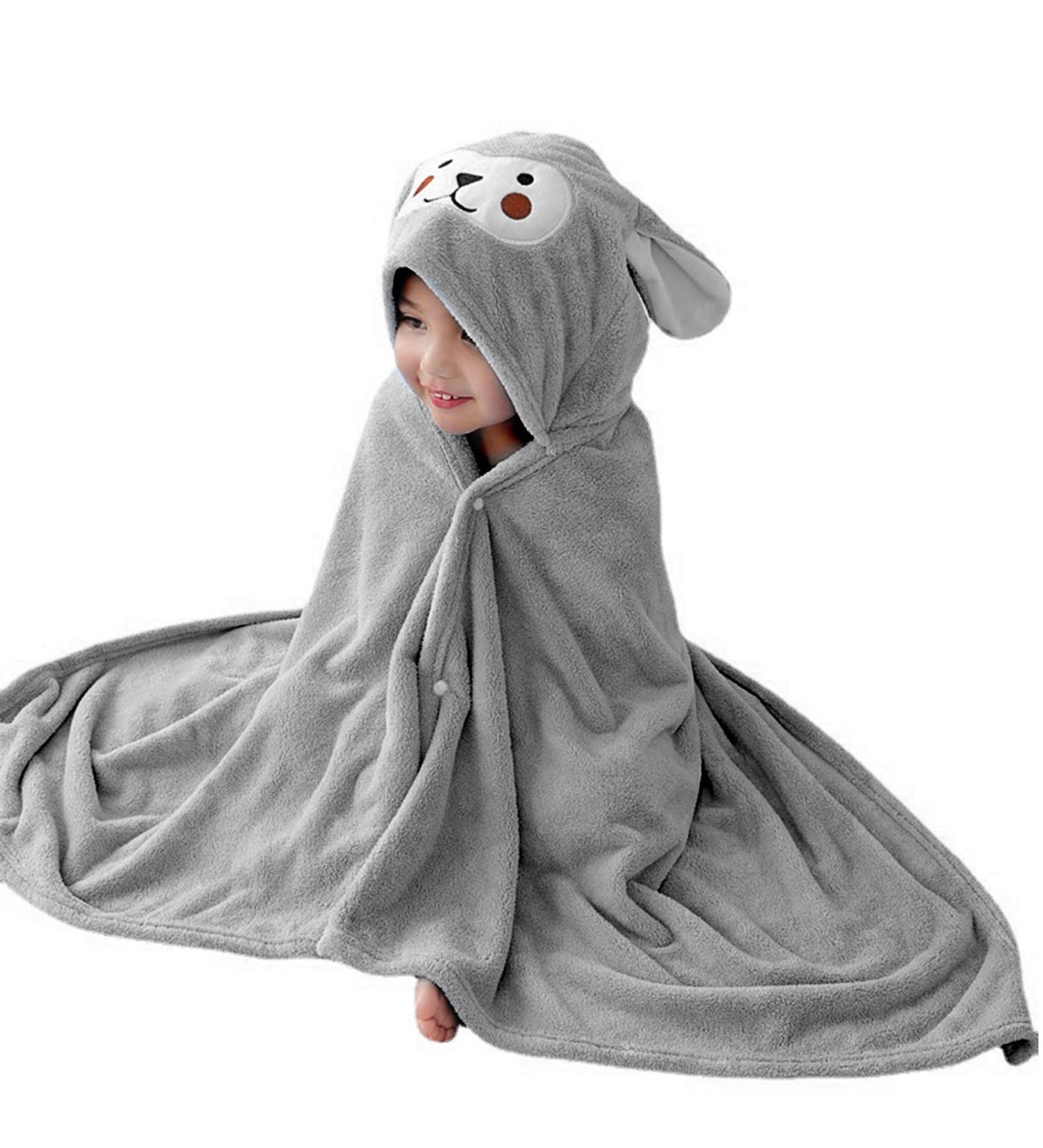 Gukasxi Hooded Baby Towel - Extra Large 140x70 cm, Ultra Soft & Absorbent Bath Towel for Baby Girls and Boys - Gray - Buy Online on GoSupps.com