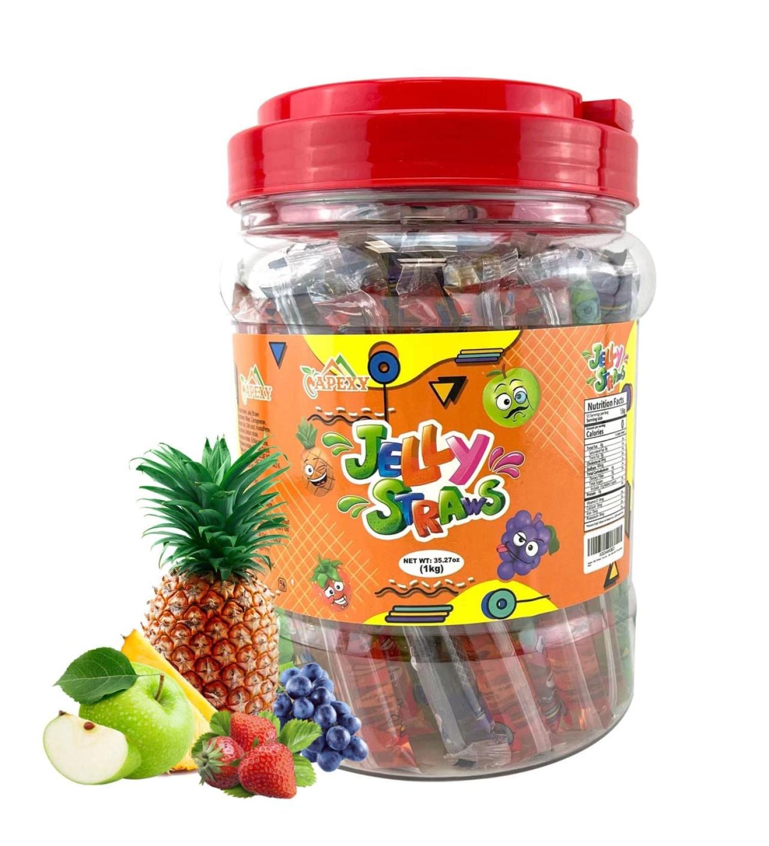 Apexy Jelly Straws - Assorted Fruit Jelly Filled Strips 35.27oz (1000g) | Tiktok Candy Trend Items - Buy Online on GoSupps.com
