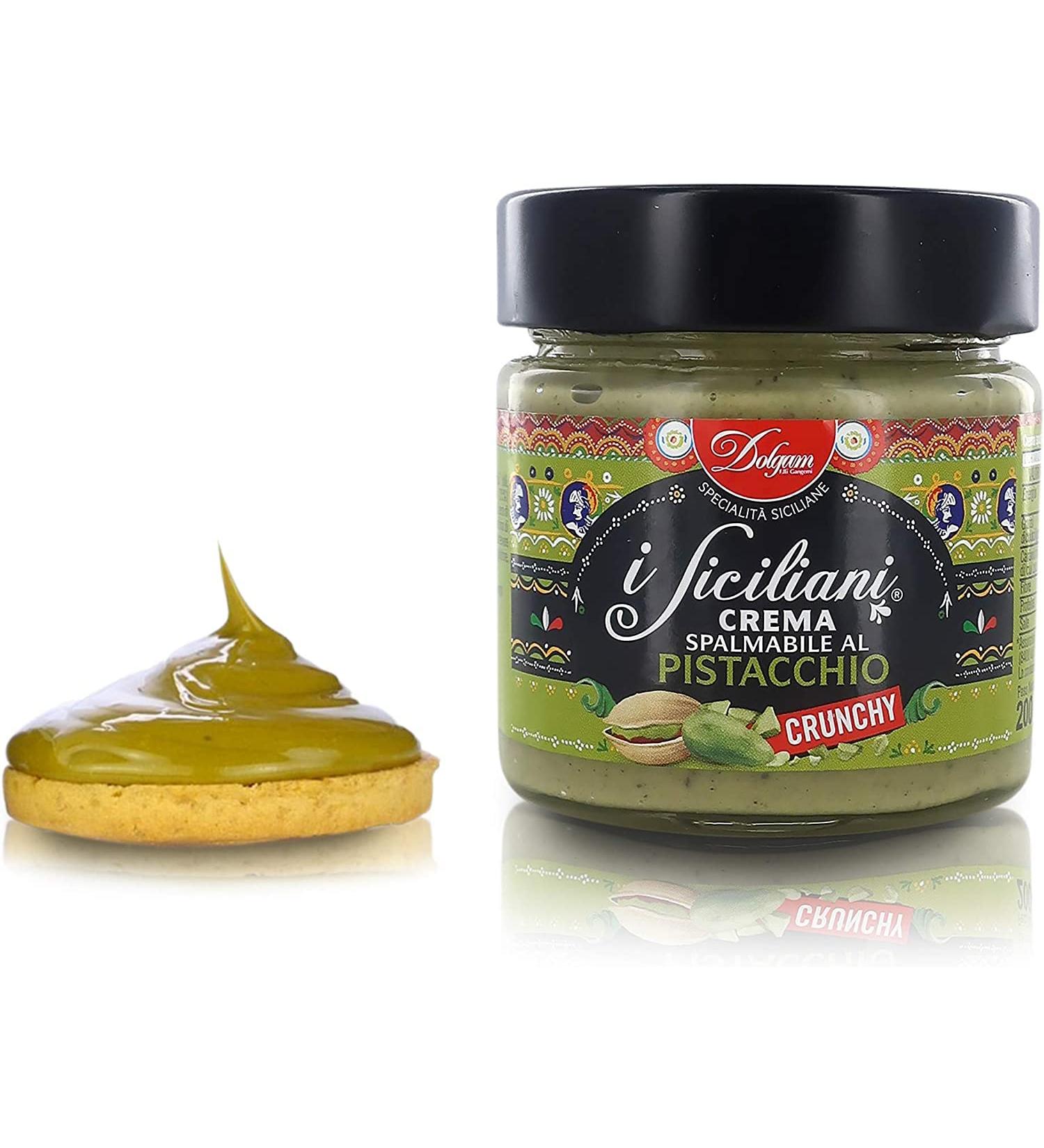 Dolgam I Siciliani Crunchy Spalmabile al Pistacchio Crunchy Crispy Pistachios Cream Tartinable Pistachio with Chopped Pistachios 200g Without Palm Oil Gluten-Free - Buy Online on GoSupps.com