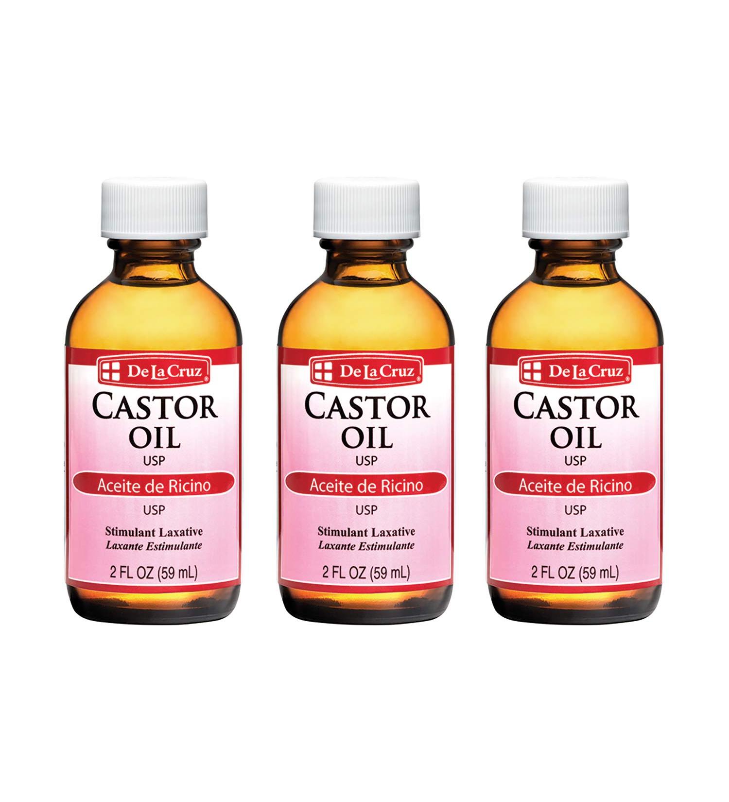 De La Cruz Castor Oil - 100% Pure Expeller Pressed Castor Oil for Nourishing Skin Hair Eyelashes and Eyebrows - 2 FL OZ (3 Glass Bottles) - Buy Online on GoSupps.com
