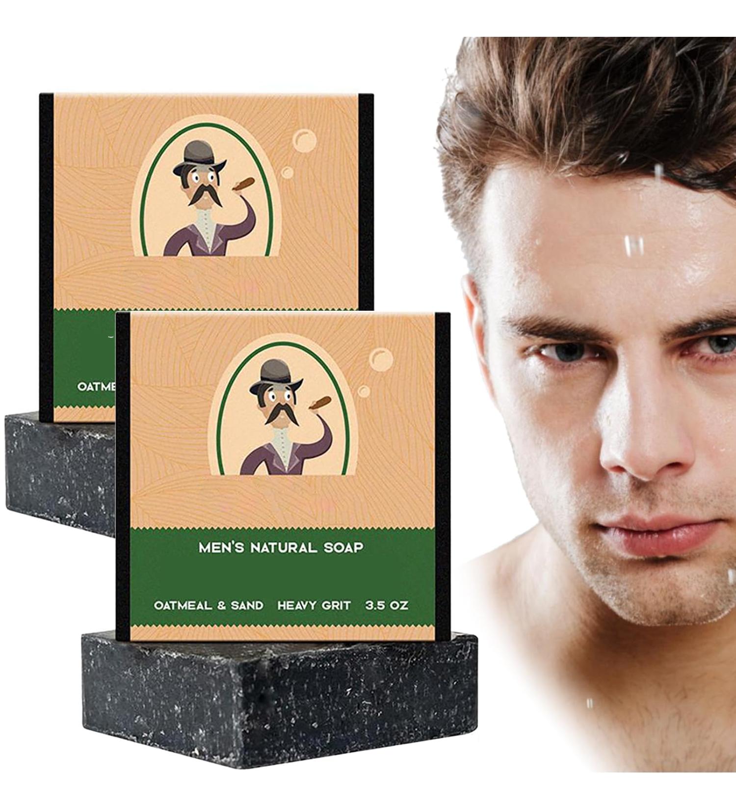Men's Natural Moisturizing Body Soap Bar - 2PCS | Hydrating, Refreshing & Oil Control | Smooth, Tender Skin | Reduce Dryness & Cleanse Dirt - Buy Online on GoSupps.com