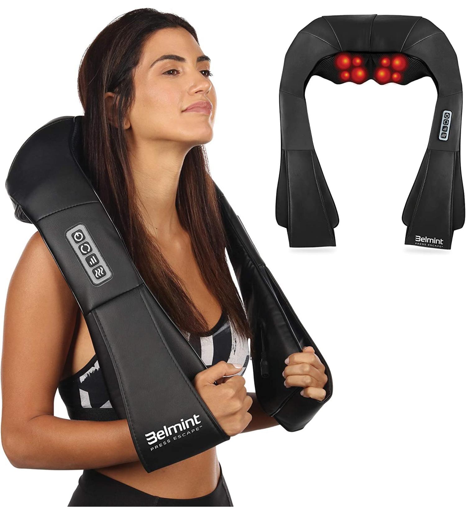 Deep Kneading Neck Massager with Heat - Shiatsu Pillow for Neck, Back, Shoulders, Feet, Legs - Muscle Relief for Home or Office Use - Buy Online on GoSupps.com