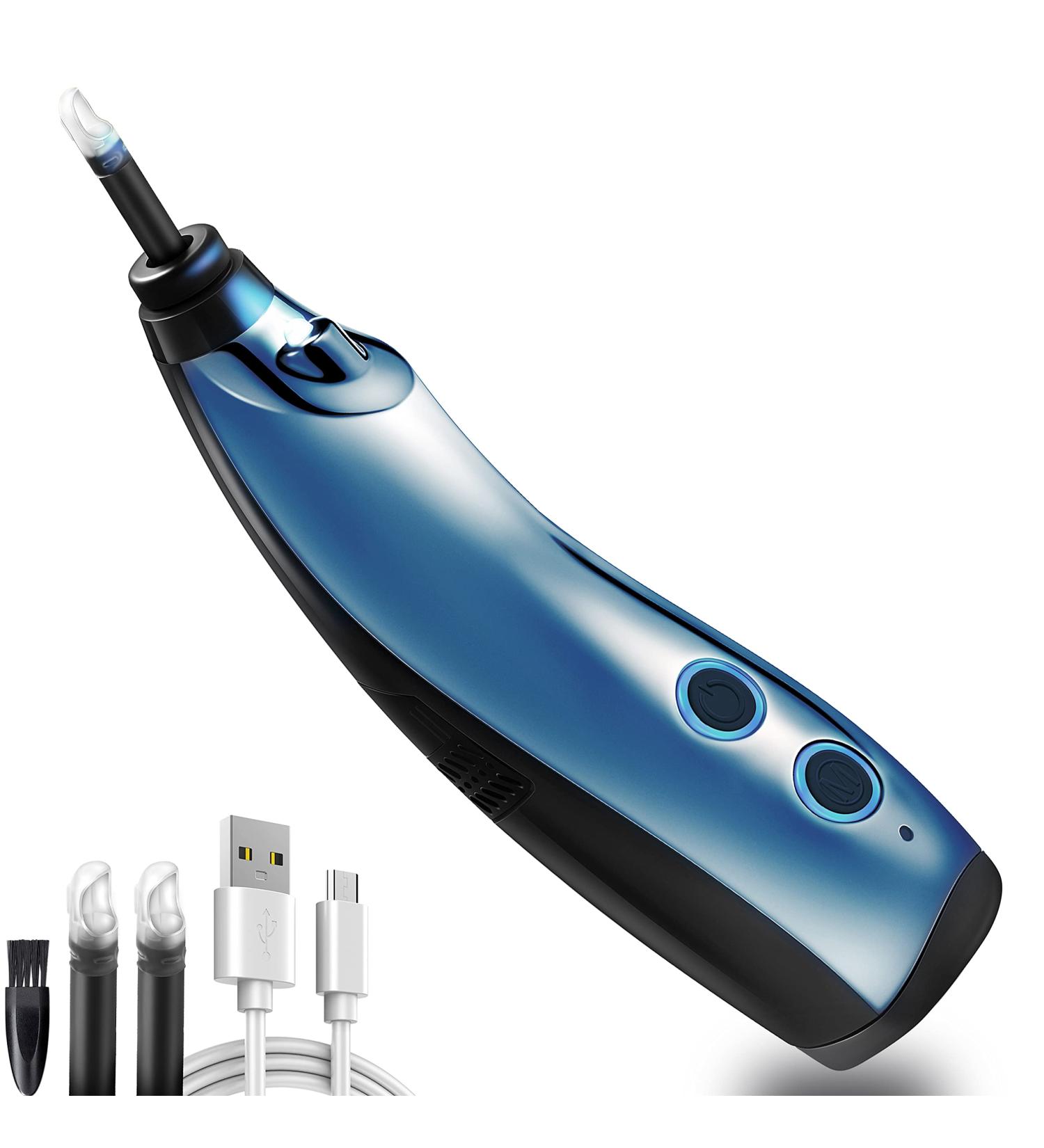 Rotatable Ear Wax Vacuum Cleaner with Suction | Electric Ear Cleaning Massage Kit for Adults & Kids - Denim Blue - Buy Online on GoSupps.com