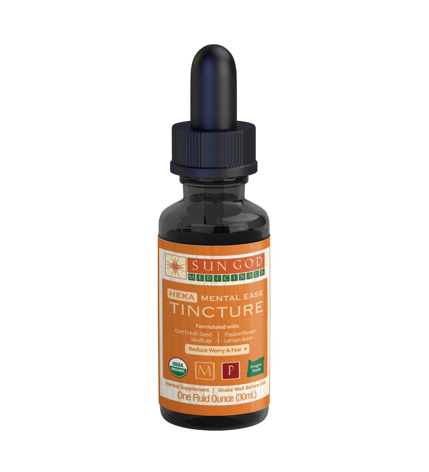 Sun God Medicinals Organic Mental Ease Liquid Extract - Heka Blend - 1 fl oz