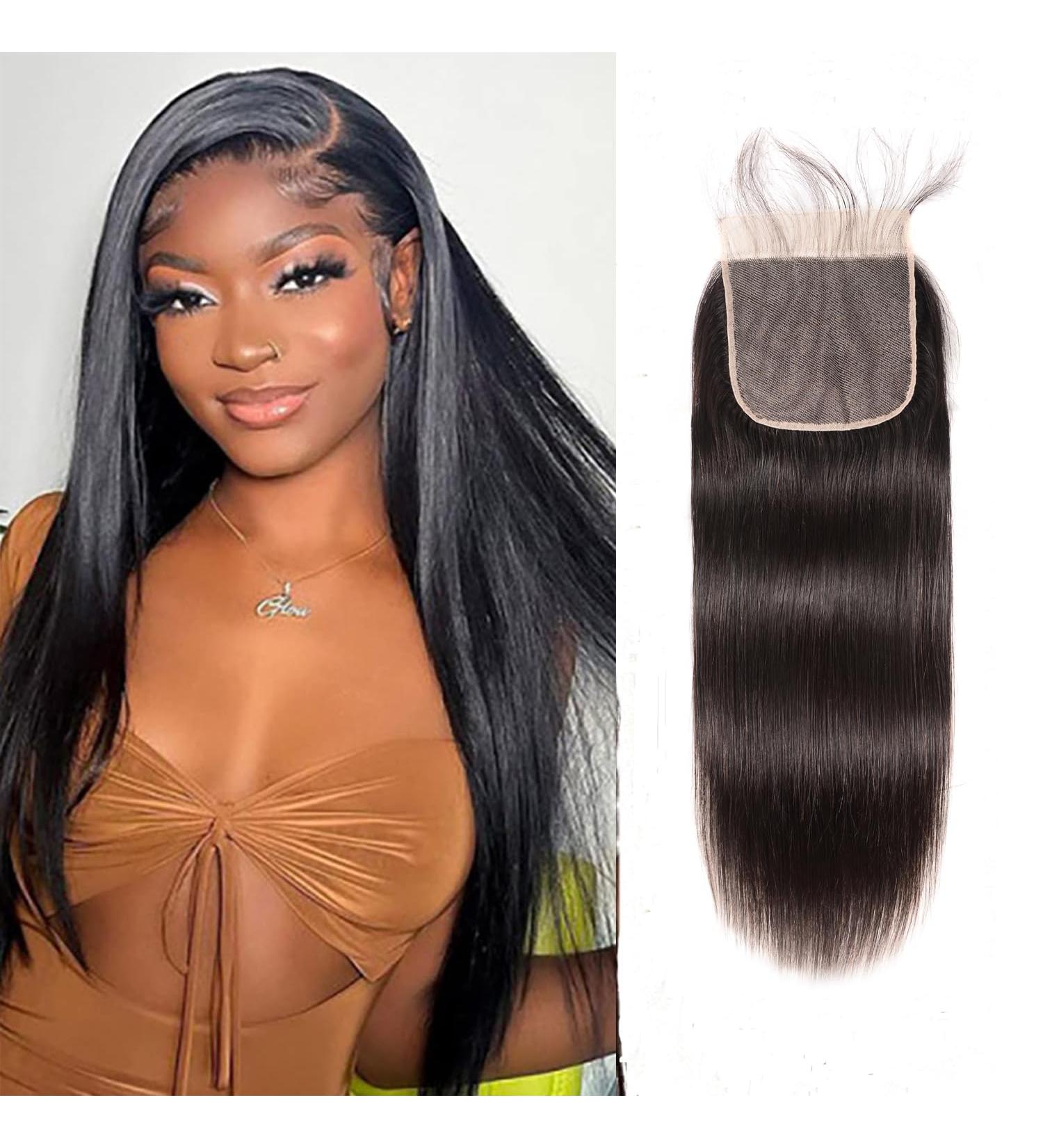 Lace Closure Human Hair 16 Inch Free Part Hd Transparent Lace Closure Straight 100% Unprocessed Brazilian Human Virgin Hair Swiss Lace Closure 130% Density Natural Black Color - Buy Online on GoSupps.com