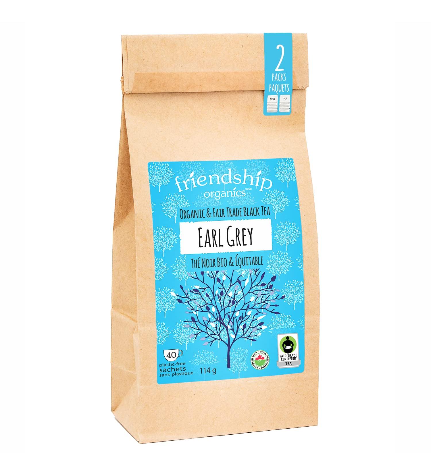 Friendship Organics Earl Grey Tea Bags Organic and Fair Trade Black Tea 40 Count - Buy Online on GoSupps.com