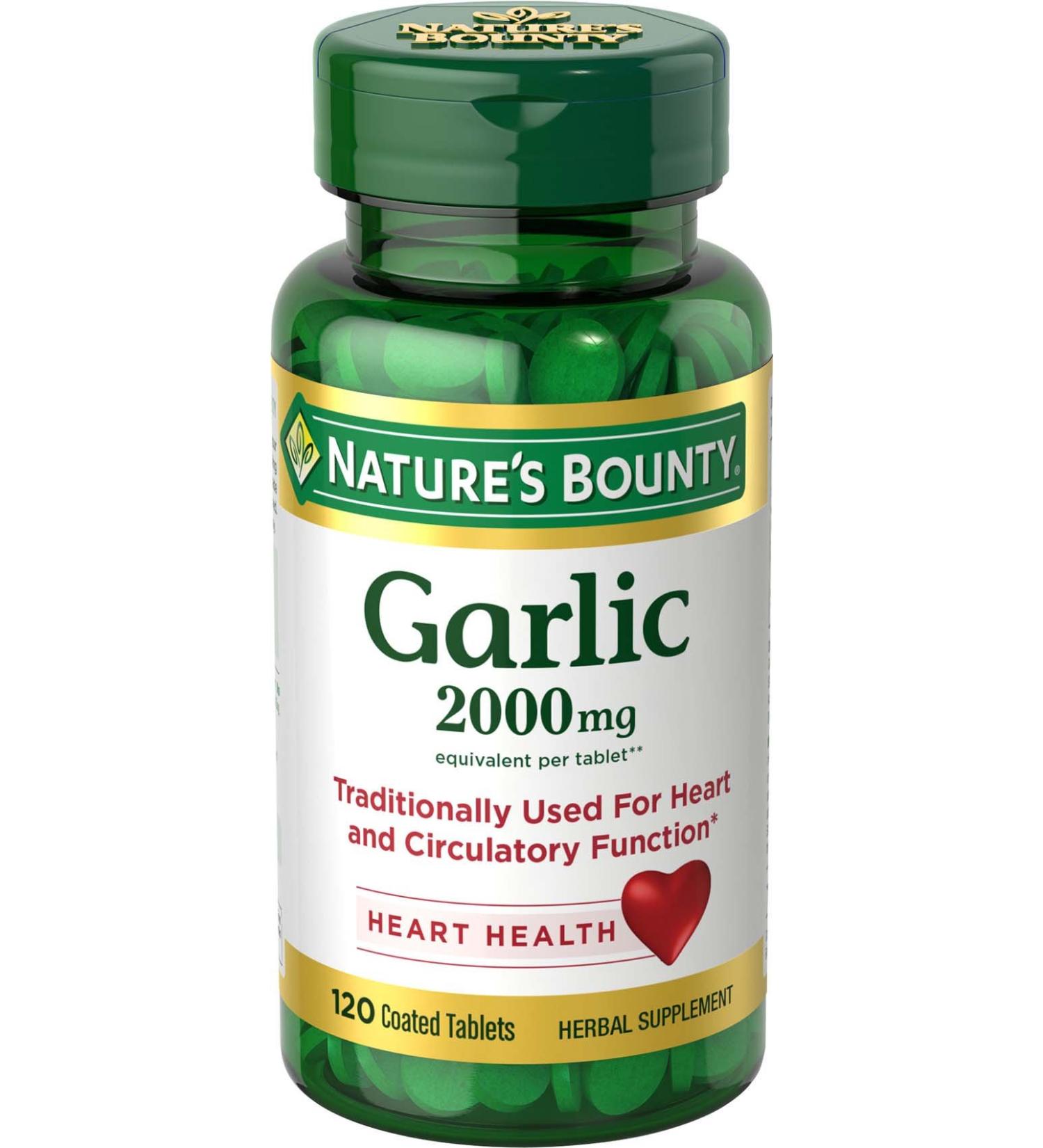 Nature's Bounty Garlic 2000mg Tablets 120 Count - Immune Support Supplement - Buy Online on GoSupps.com