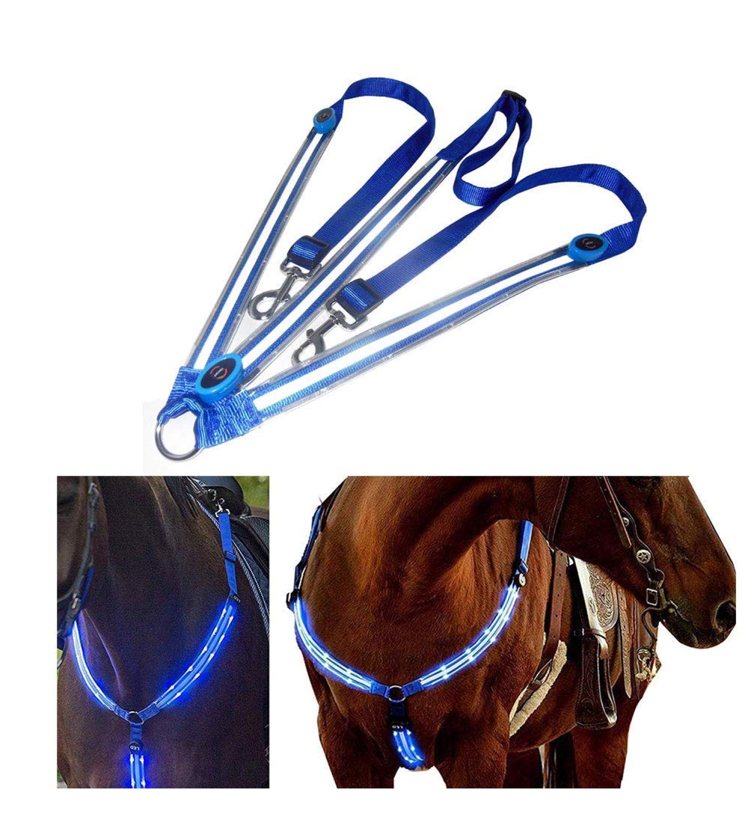 SGerste LED harness LED chest harness Horse harness with LED light Spot light Horse harness Horse chest strap for dark environment Outdoor And Equestrian (Blue) - Buy Online on GoSupps.com