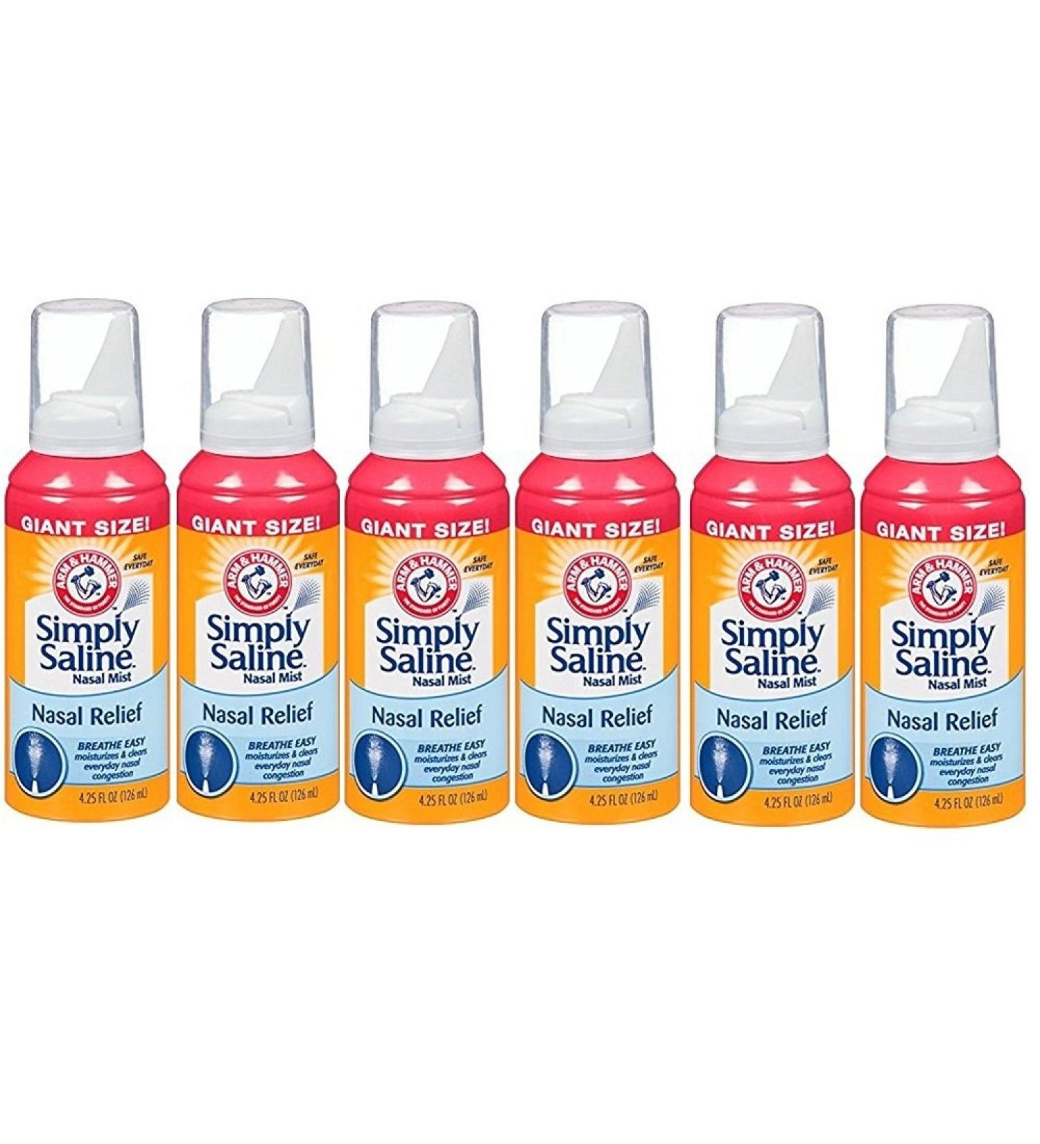 Arm & Hammer Simply Saline Nasal Mist Giant Size - 6 Pack 4.25 Oz Bottles - Buy Online on GoSupps.com