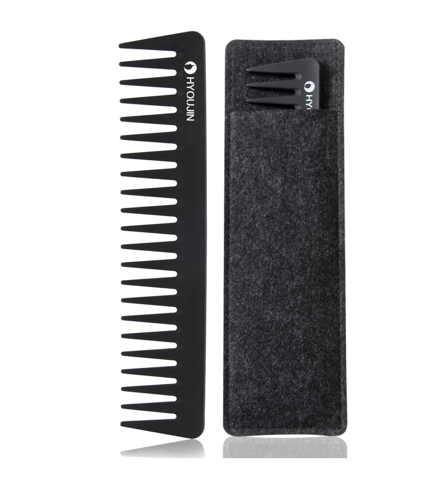 HYOUJIN 601 Black Carbon Wide Tooth Detangling Comb - Heat Resistant - Ideal for Long, Wet, Straighten, Curly Hair - Cutting Set - Buy Online on GoSupps.com