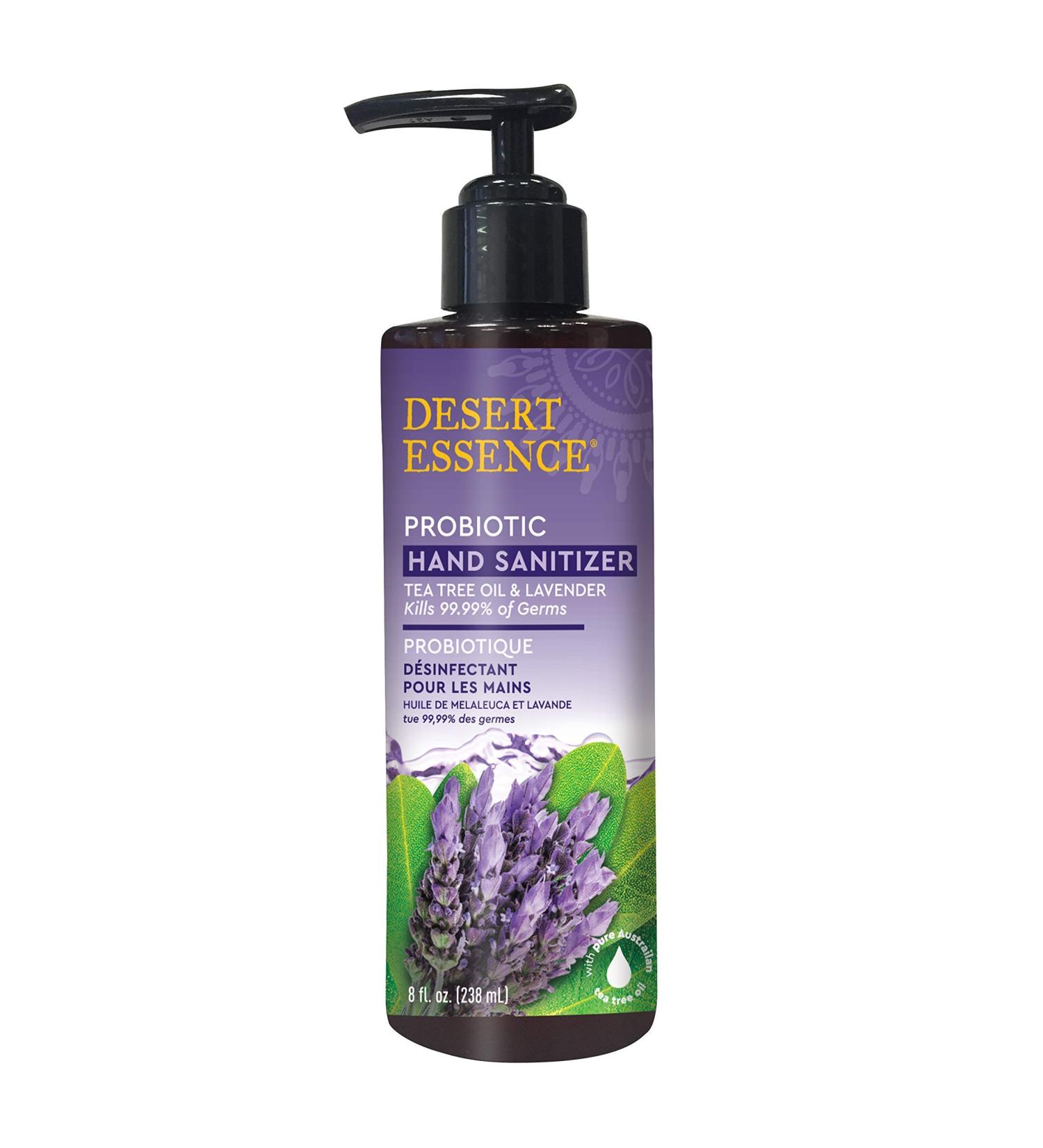 Desert Essence Probiotic Hand Sanitizer - Tea Tree Oil & Lavender - 8 Fl Ounce - Soft & Moisturized - Antibacterial - Elderberry & Echinacea - Relaxing