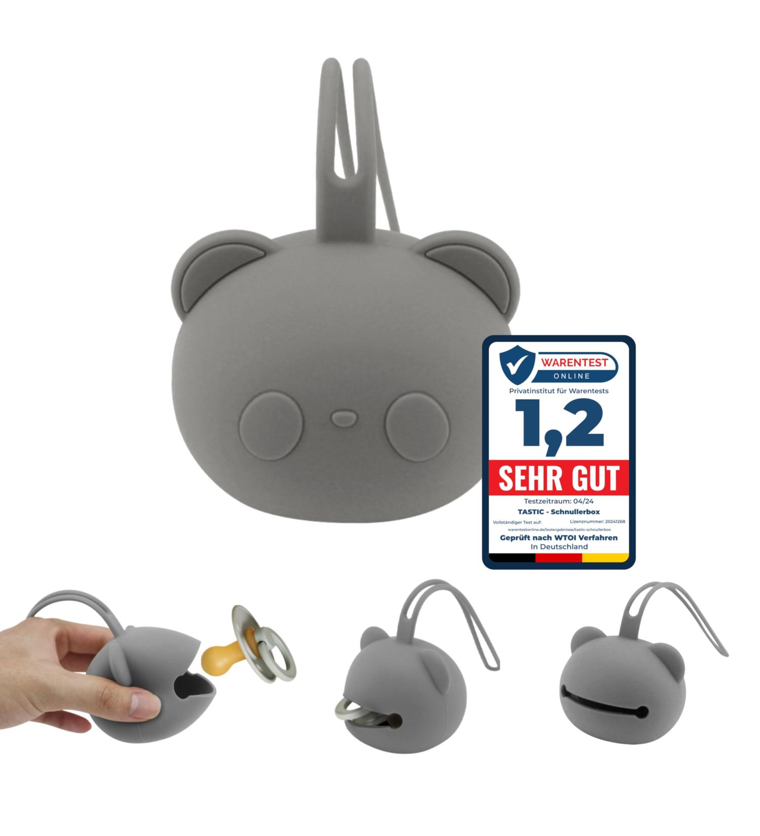 Totic SchnullerBox Baby - BPA-Free Silicone Pacifier Storage Box in Panda Form Gray - Ideal for On-the-Go & Easy to Clean - Buy Online on GoSupps.com